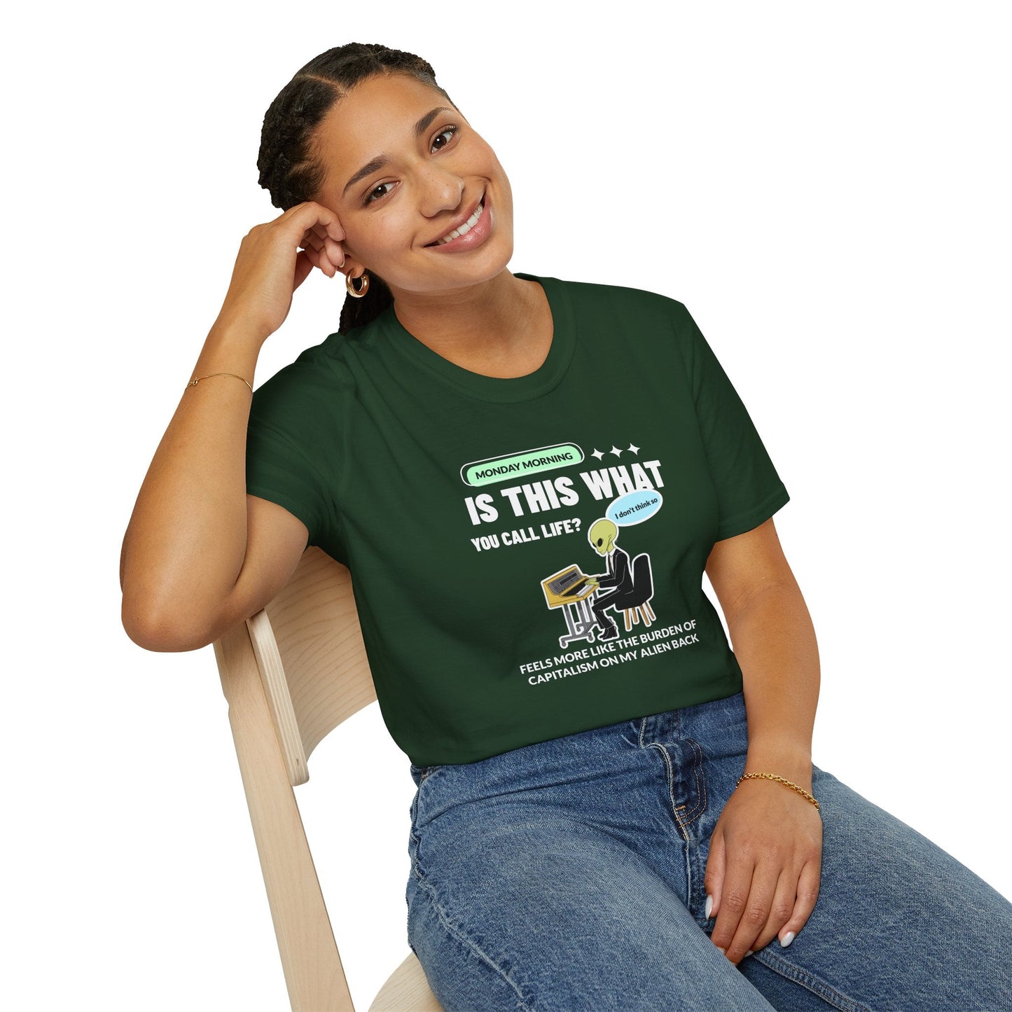 Alien Office Worker T-Shirt Unisex Cotton