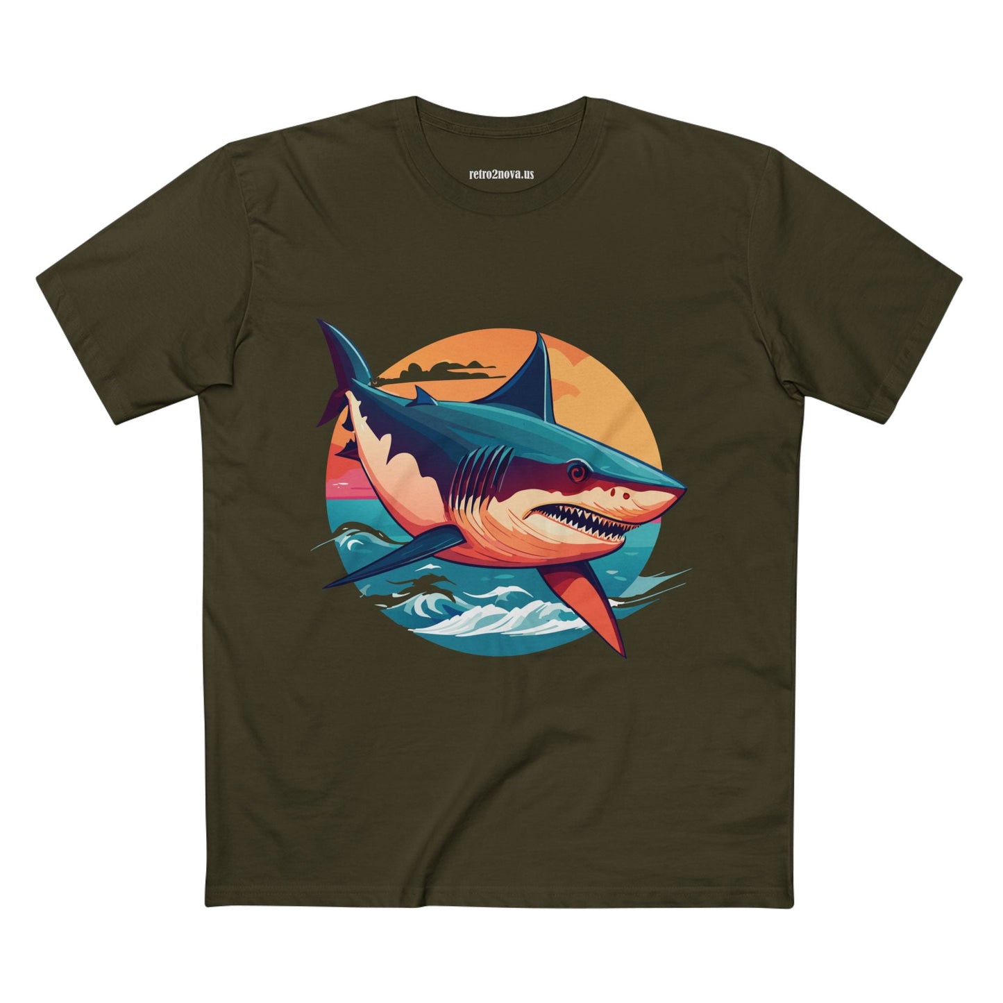 Shark Animal Shirt Unisex Premium Cotton Tee With Original Art Design by Retro2Nova Art Collection Series