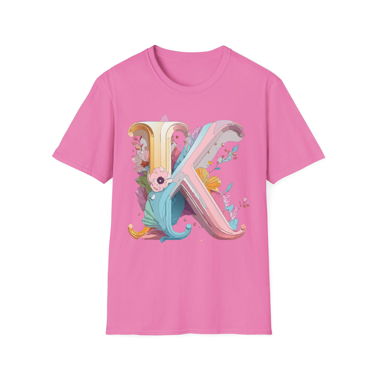 Floral Letter K T-Shirt | Botanical Monogram Tee