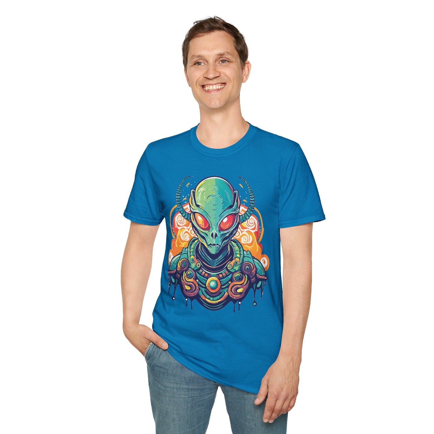 Alien Graphic Unisex Cotton Softstyle UFO Artwork Tee 15