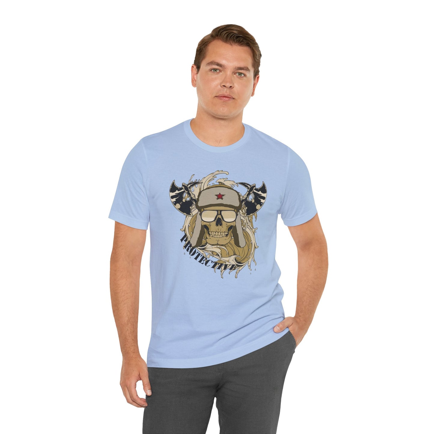 Viking Skull Graphic with Horned Helmet T-Shirt Captain Design Tee Art-41