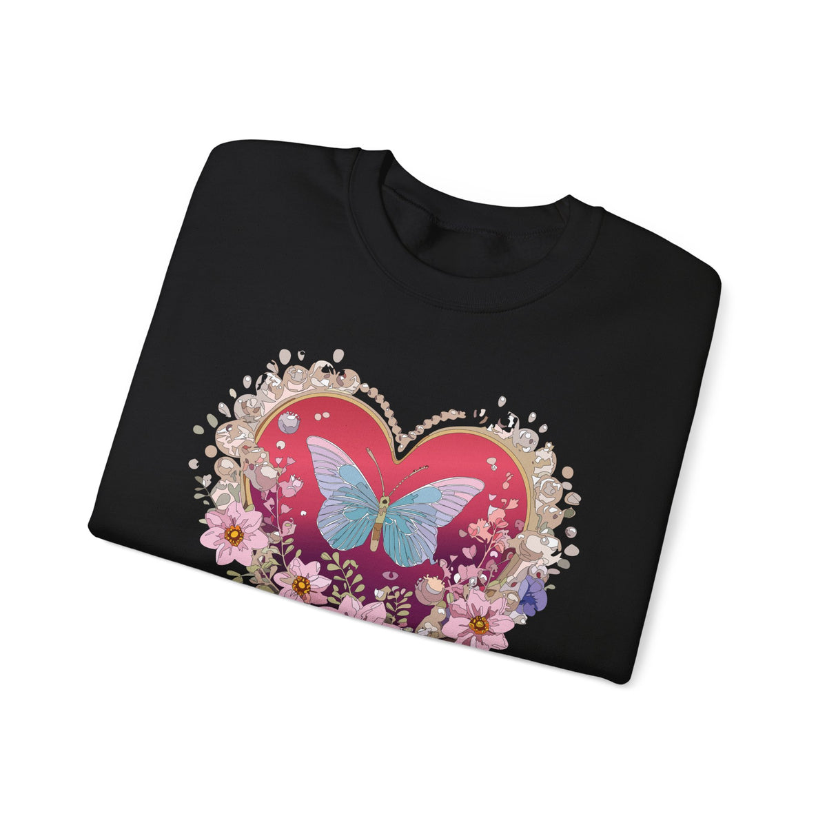 Floral Heart Love Graphic Valentine's Day Sweatshirt Unisex 50/50 Cotton-Poly Sweatshirt w42