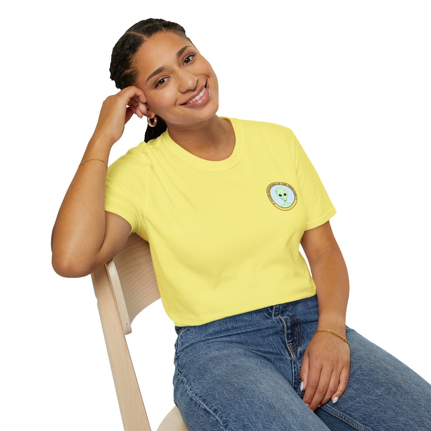 Alien Badge TShirt  Small Chest Logo I Believe Retro Space Tee