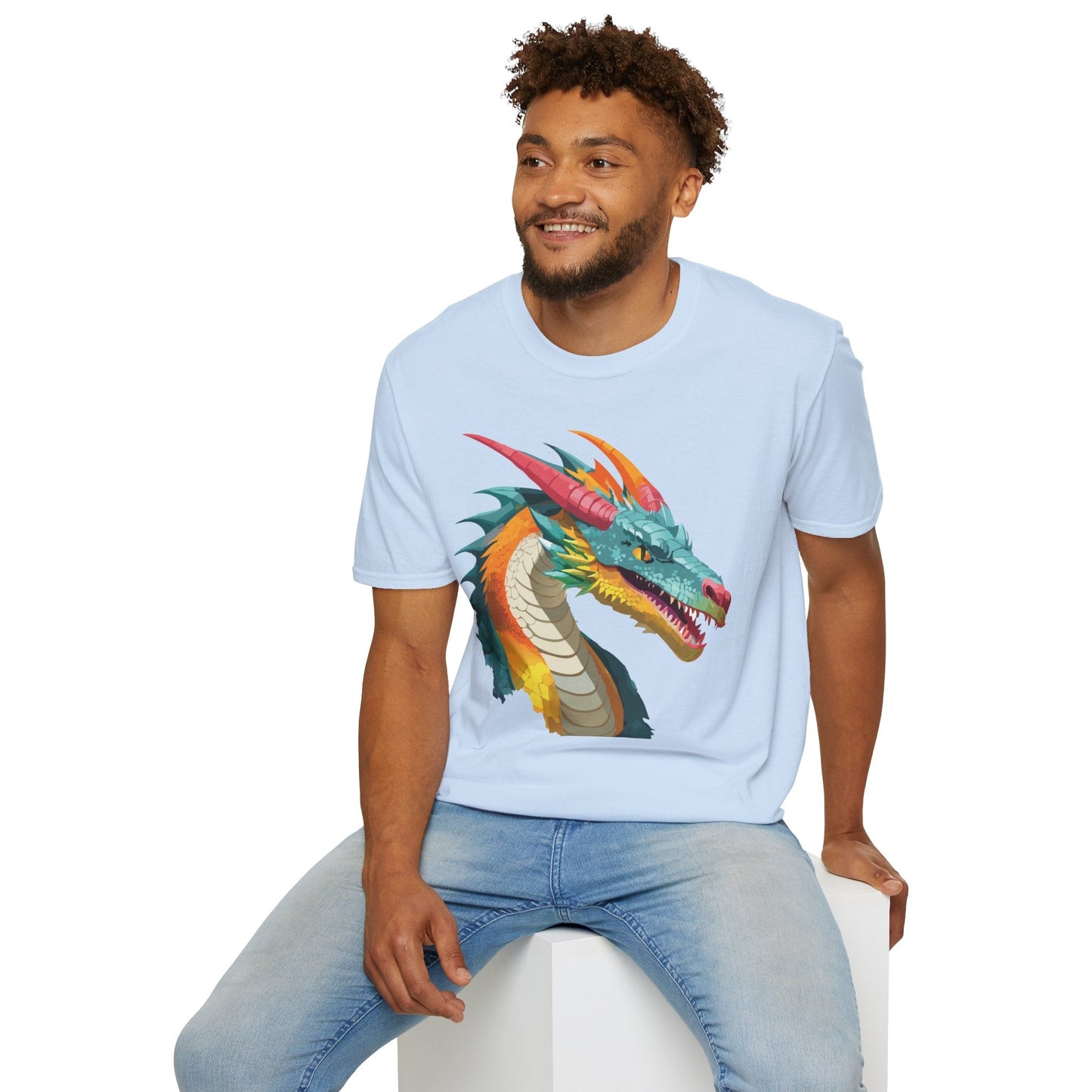 Dragon T Shirt Unisex Softstyle Art Design Tee With Animals Theme Gildan 64000 Premium Quality