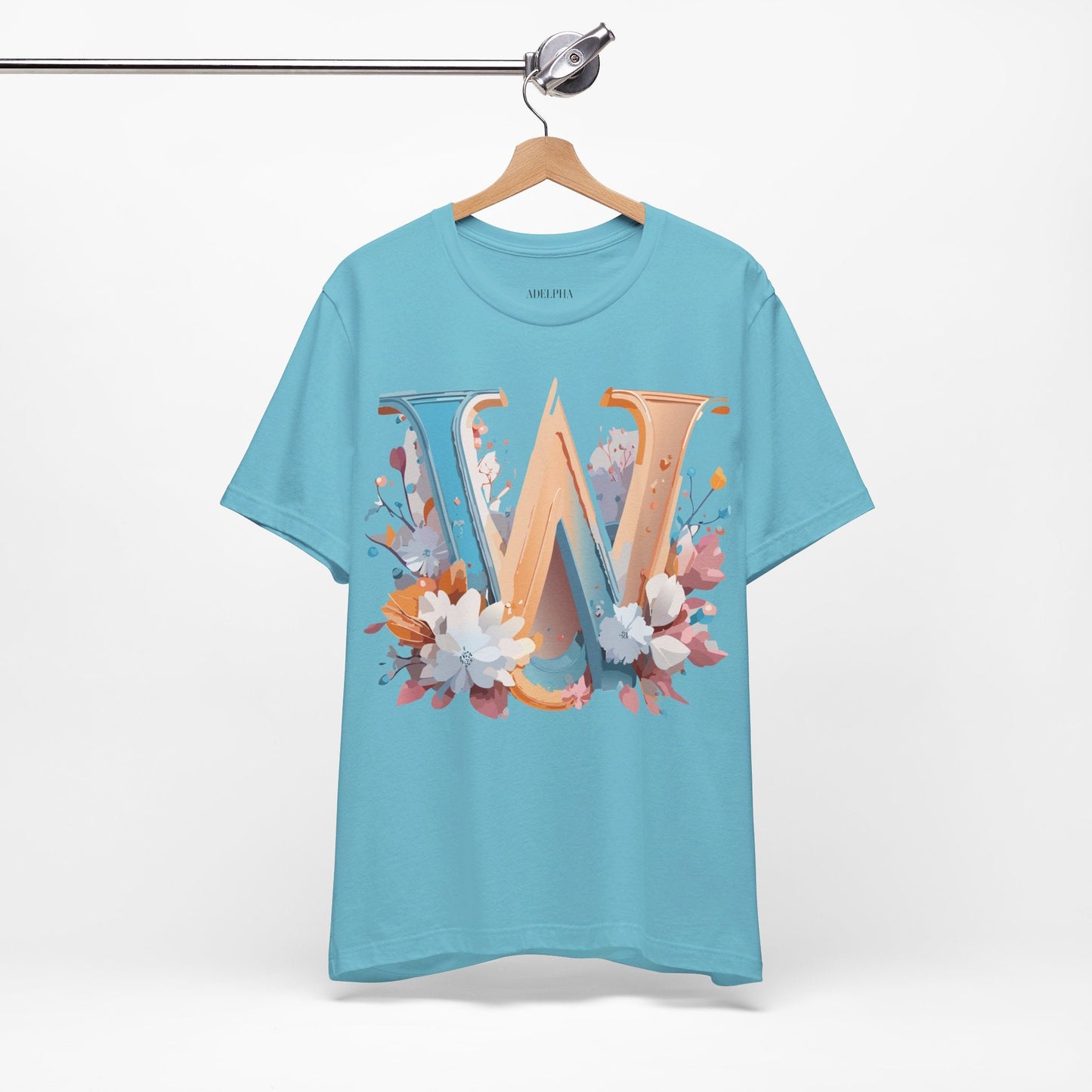 Letter W Shirt Graphic Tee Unisex Adelpha Vintage Inspired Art Design Short Sleeve