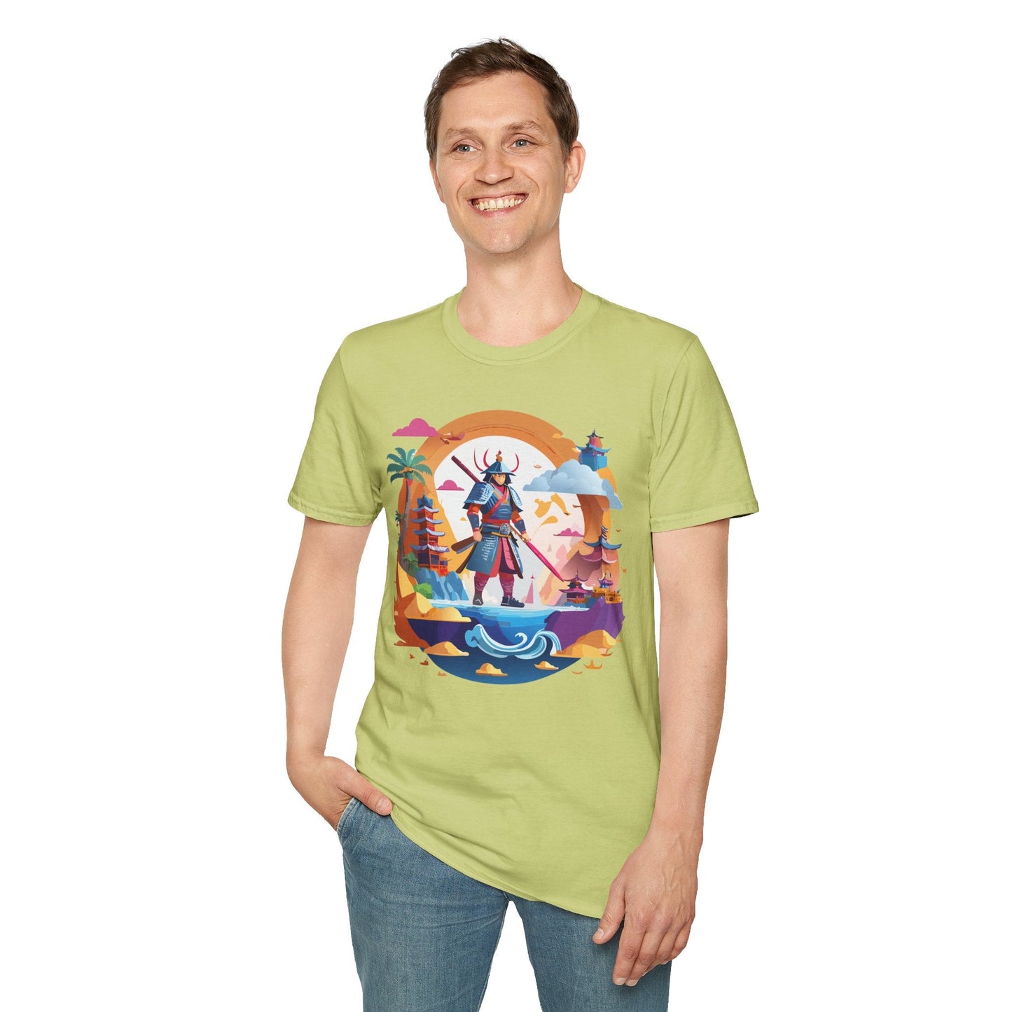 Samurai T Shirt Unisex Gildan Softstyle 64000 100 Percent Ring Spun Cotton Lightweight Tee
