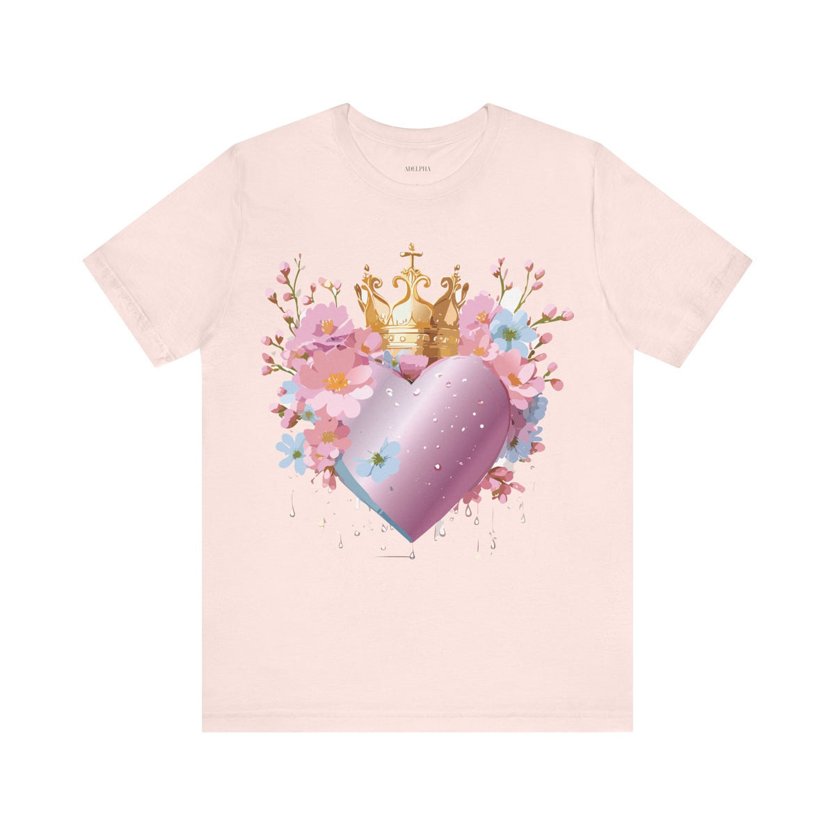 Valentine's Day Graphic Unisex Cotton Bella+Canvas Tee with Floral Art Design d132