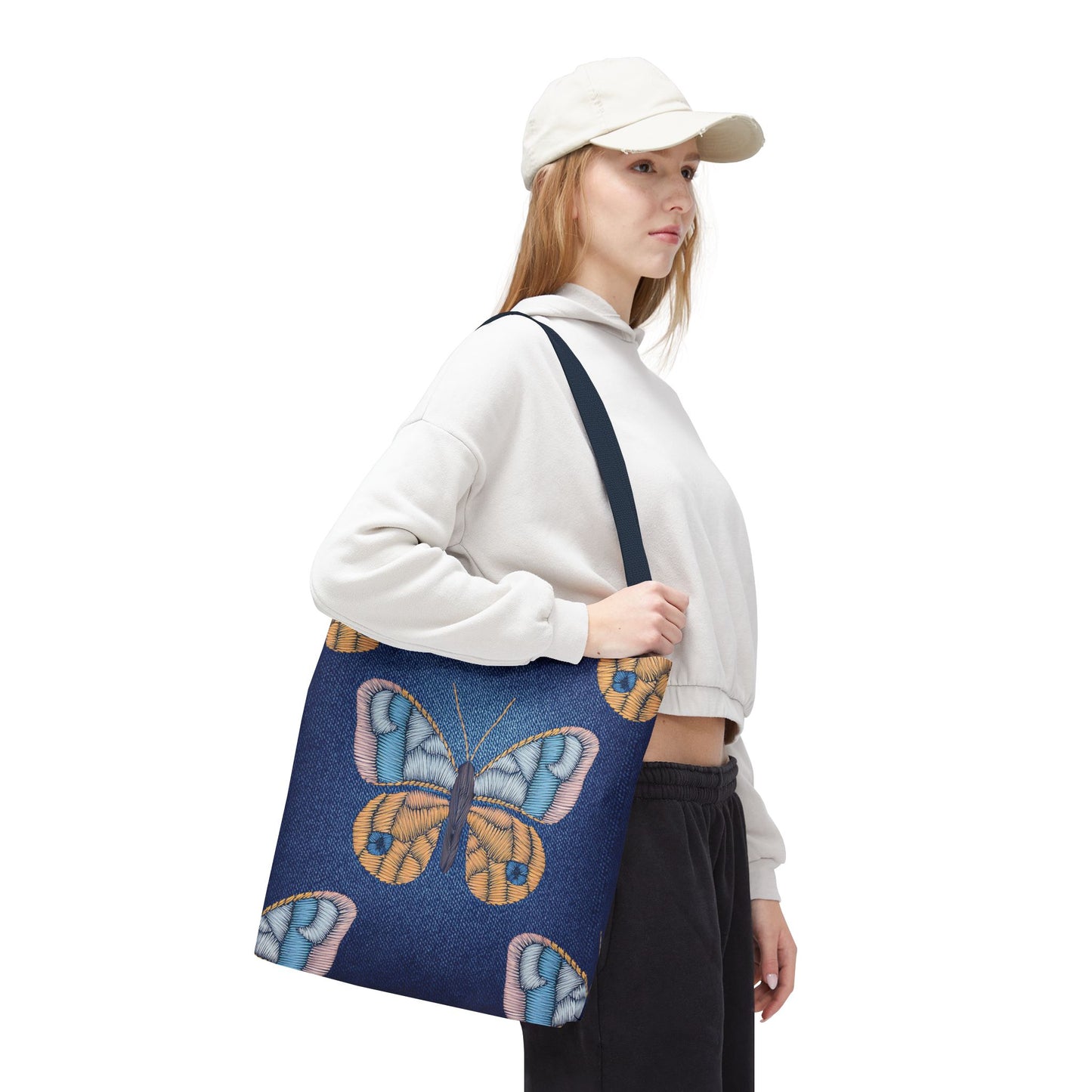 Denim Fabric Imitation Print Unisex Canvas Bag Poly Spun 3 Sizes Tote Bag 175