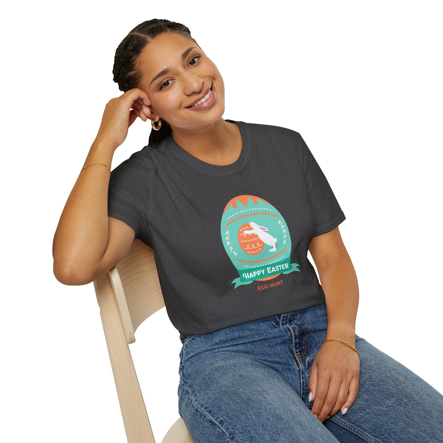 Easter Egg T Shirt Unisex Softstyle Tee With Easter Signature Design 100 Percent Ring Spun Cotton