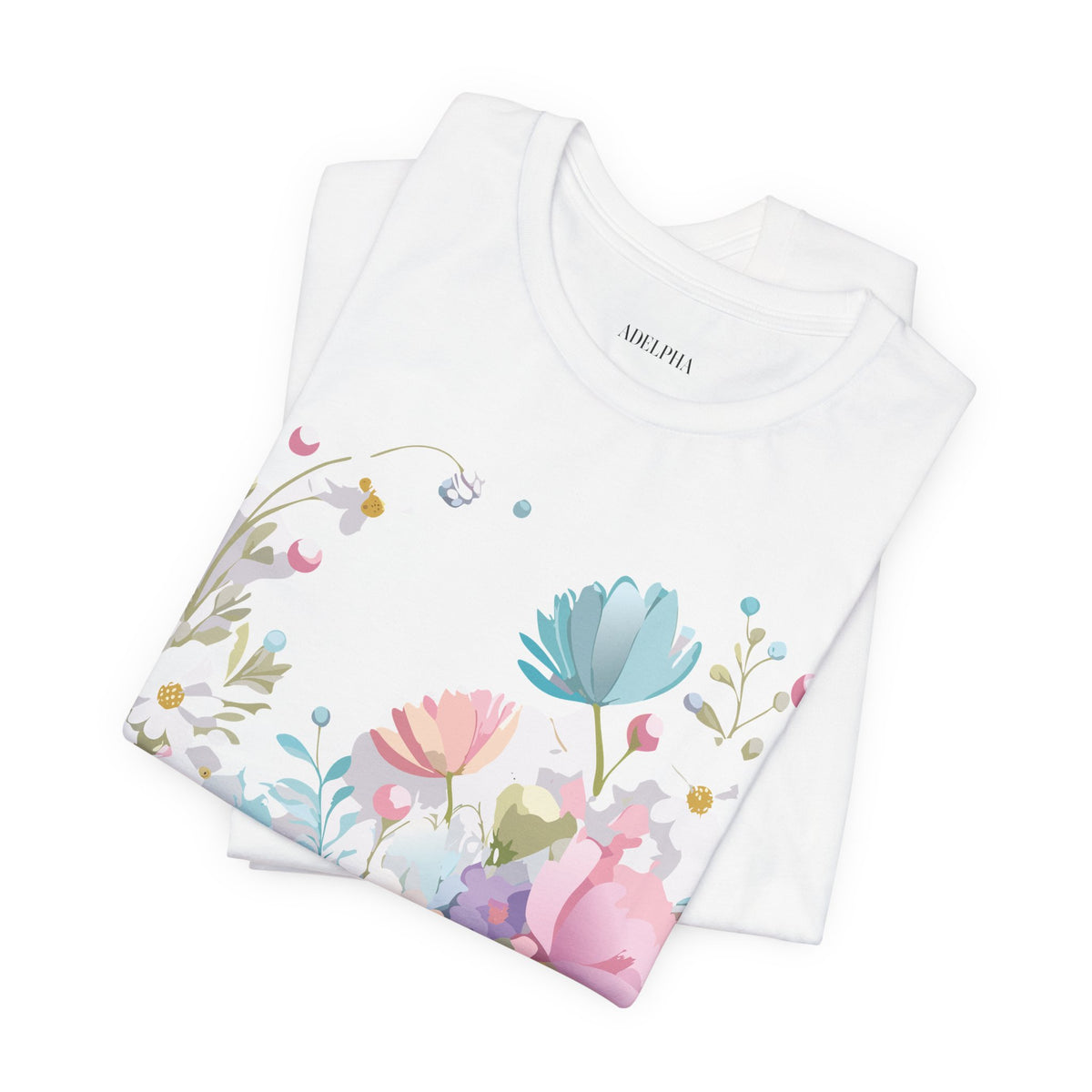 Floral Graphic Unisex Cotton Bella+Canvas Tee with Flowers Art Design n122