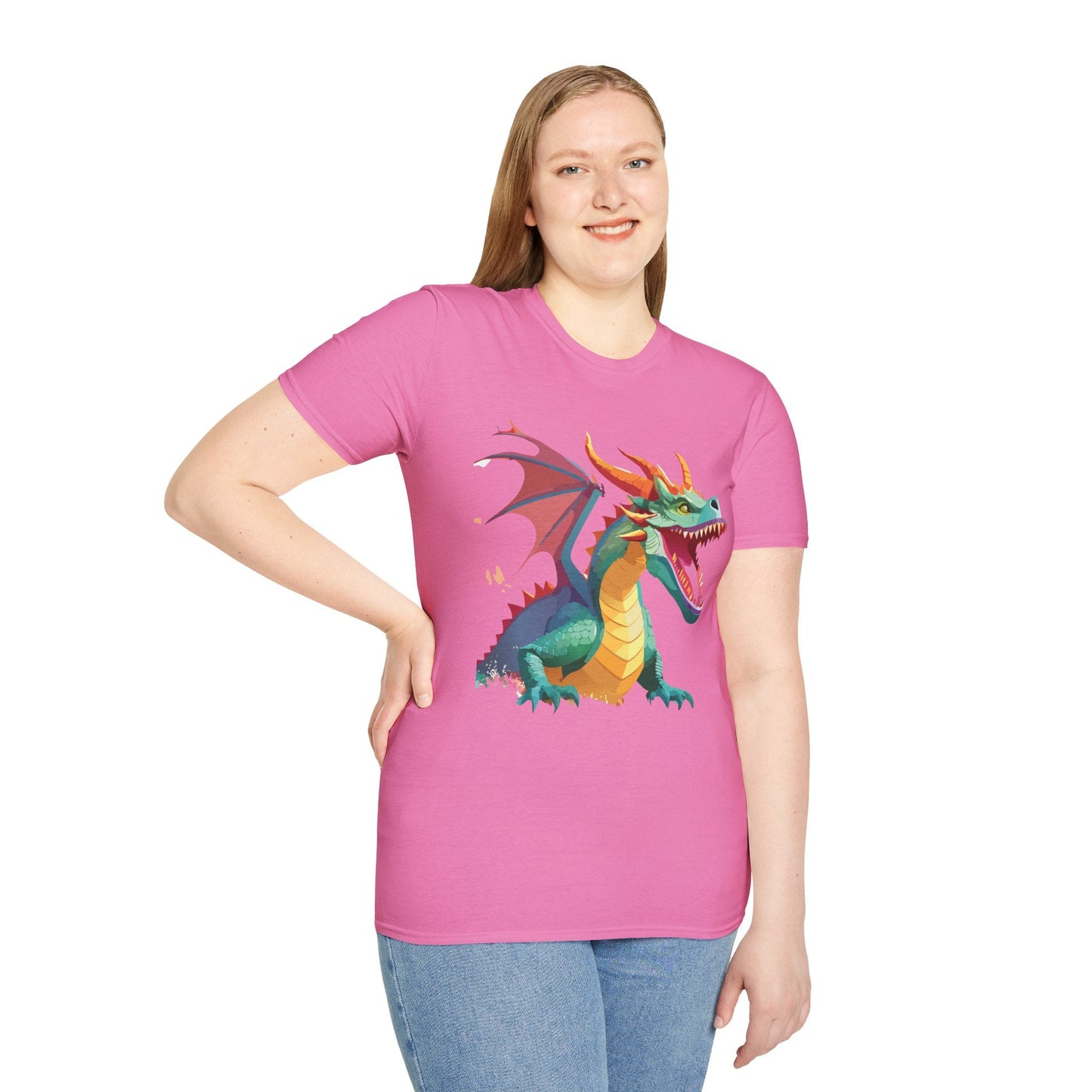 Dragon Graphic Unisex Cotton Softstyle Art Design Tee With Animals 14