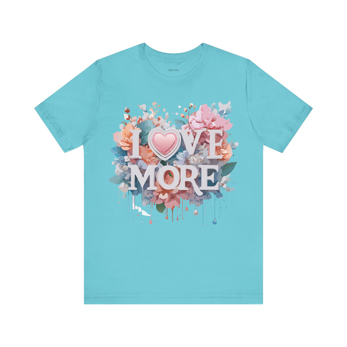 Valentine's Day Graphic Unisex Cotton Bella+Canvas Tee with Floral Art Design d139