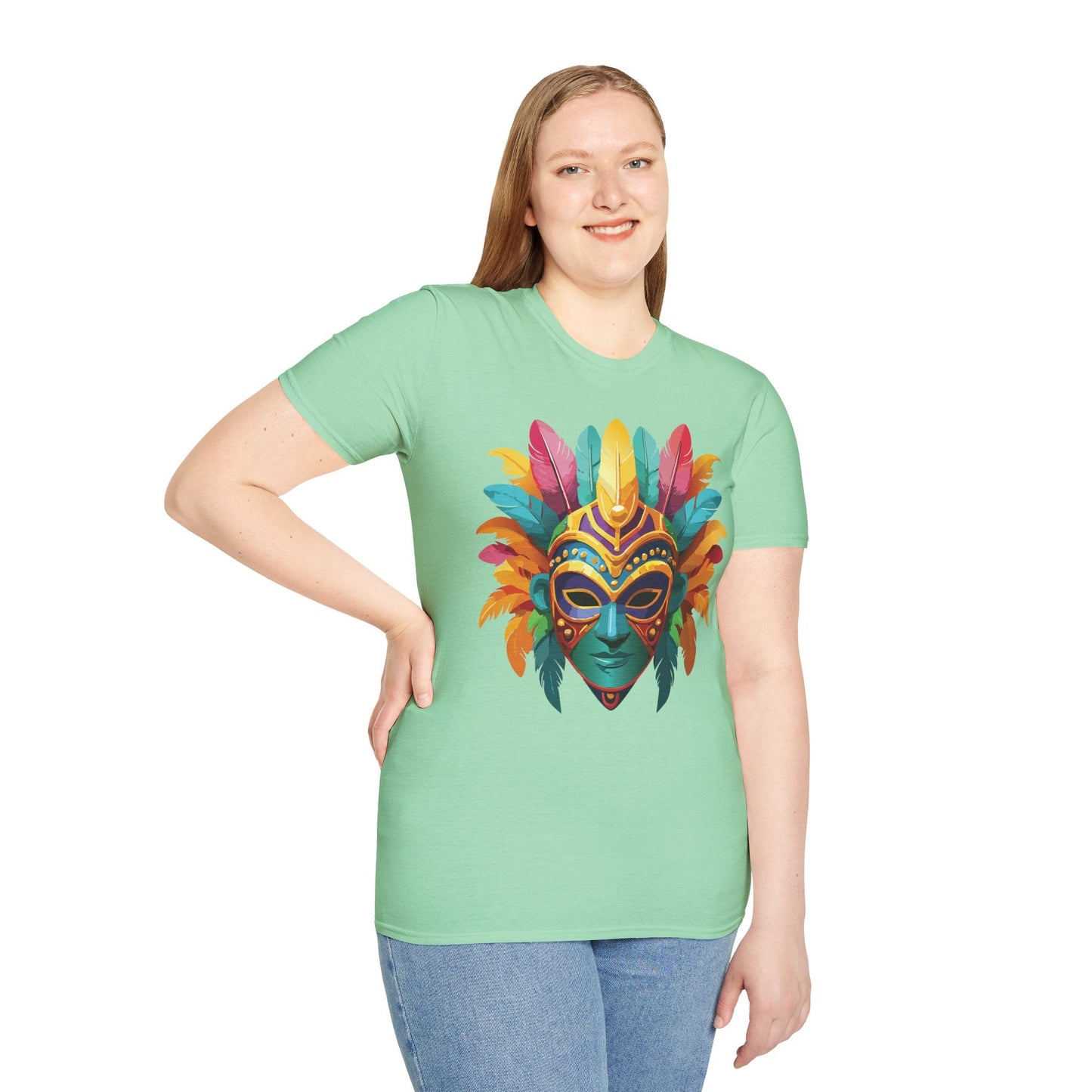 Mask Tee Shirt Unisex Masquerade Design Gildan Softstyle 64000 100 Percent Ring Spun Cotton Tee
