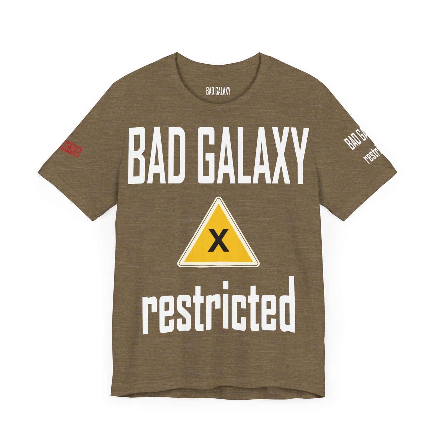 Bad Galaxy Tee Shirt With Red Stamp Made To Order 100 Percent Cotton Eco Friendly Inks USA