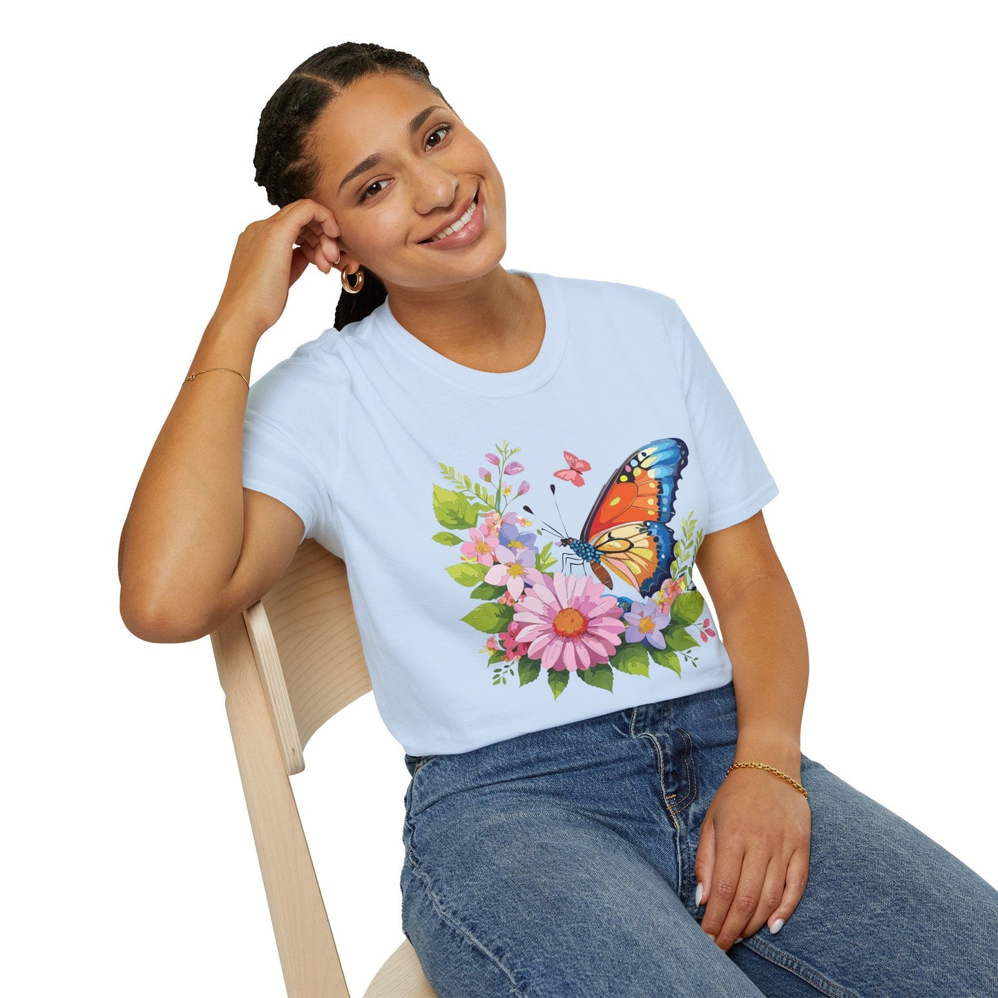 Butterfly T Shirt Unisex Short Sleeve Gildan Softstyle 64000 Monarch Butterfly Design Graphic