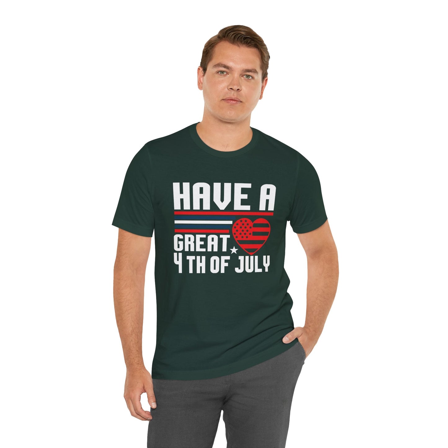 4th of July American Flag Graphic Unisex Cotton T-Shirt 020