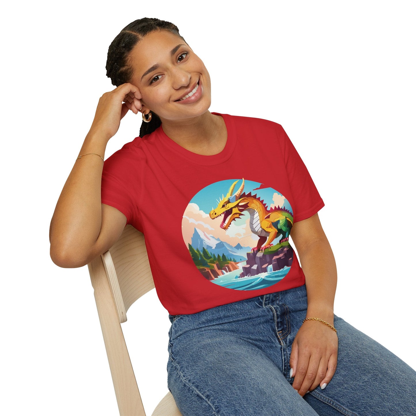 Dragon Graphic Unisex Cotton Softstyle Art Design Tee With Animals 25