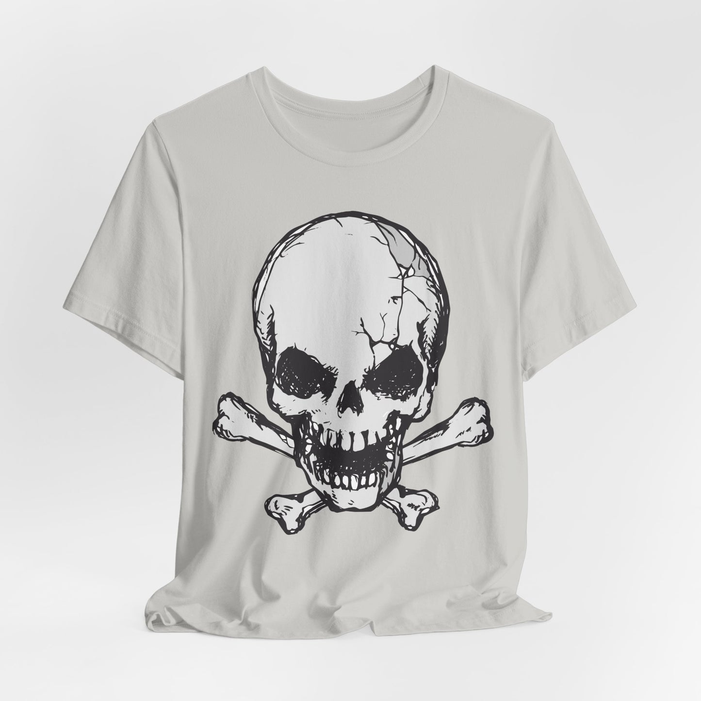Grey Skull Graphic Design Tee, Skull Shirt, Vintage Tees, Art Design T-Shirt, Vintage Graphic Tee, Art Shirts with Skulls