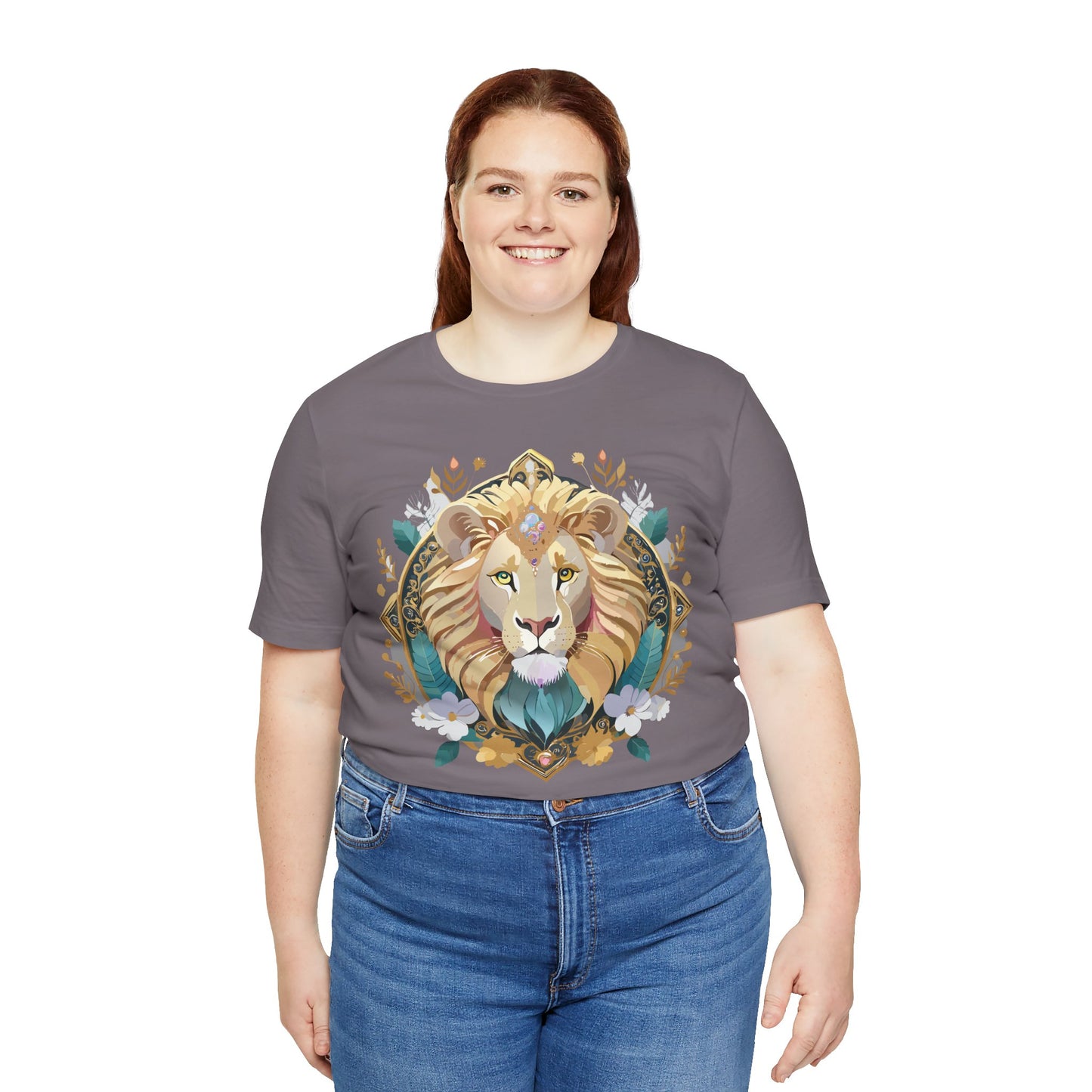 Unisex Lion Graphic Tee, Animal Shirt, Tee Shirt with Lion, Medallion T-Shirt, Animal Medallion Tees 2