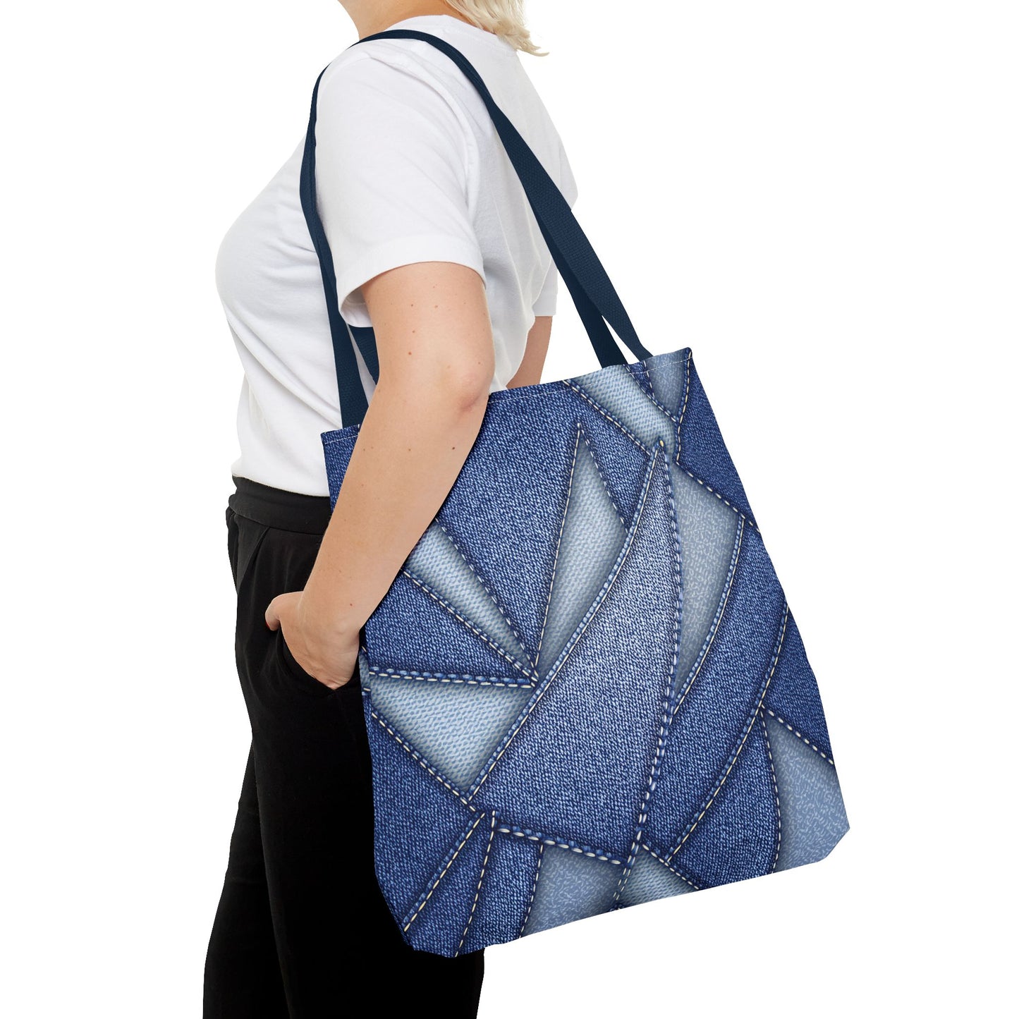 Denim Fabric Imitation Print Unisex Canvas Bag Poly Spun 3 Sizes Tote Bag 111