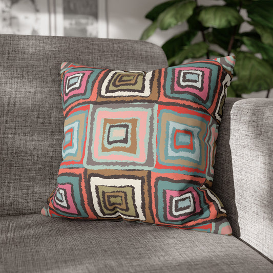 Faux Suede Pillowcase with Abstract print