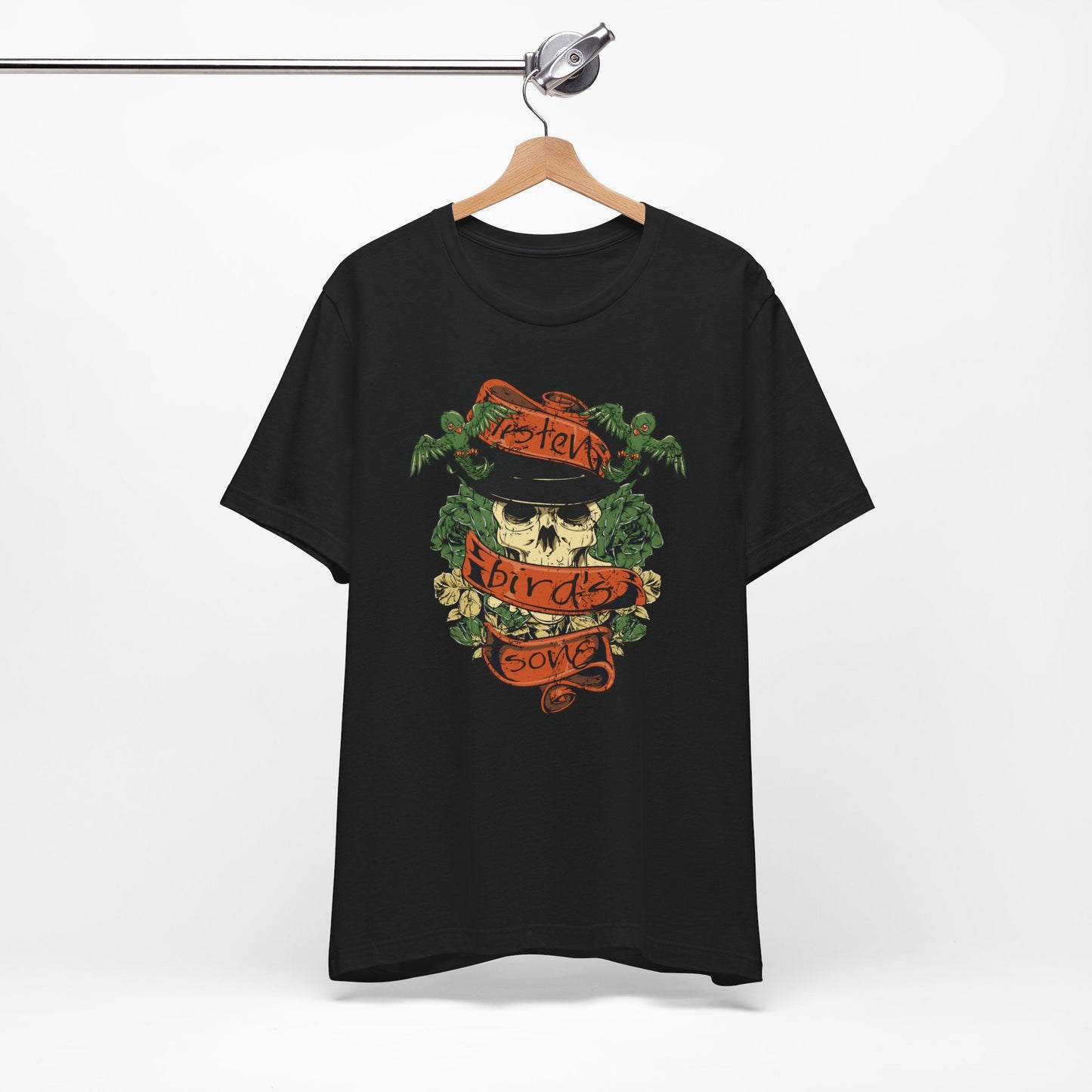 Skull Floral Tattoo Style Graphic Design Unisex Cotton T-Shirt Art-38
