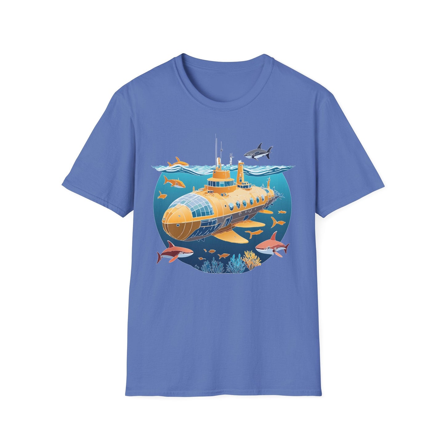 Ocean Themed Unisex Softstyle T Shirt 100 Percent Ring Spun Cotton U Boat Design Tee Everyday
