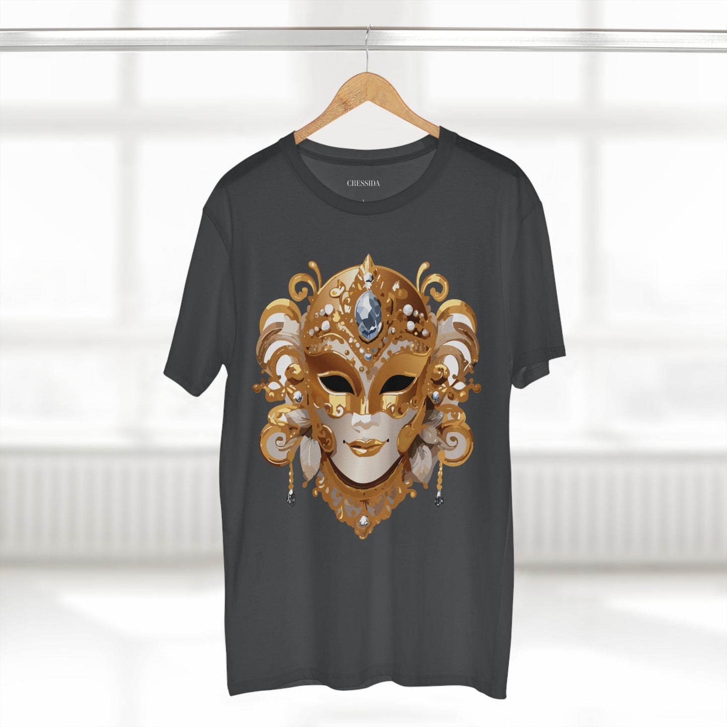 Carnival Mask Graphic T-Shirt Unisex 100 Cotton With Antique Gold Art Design Tee 23