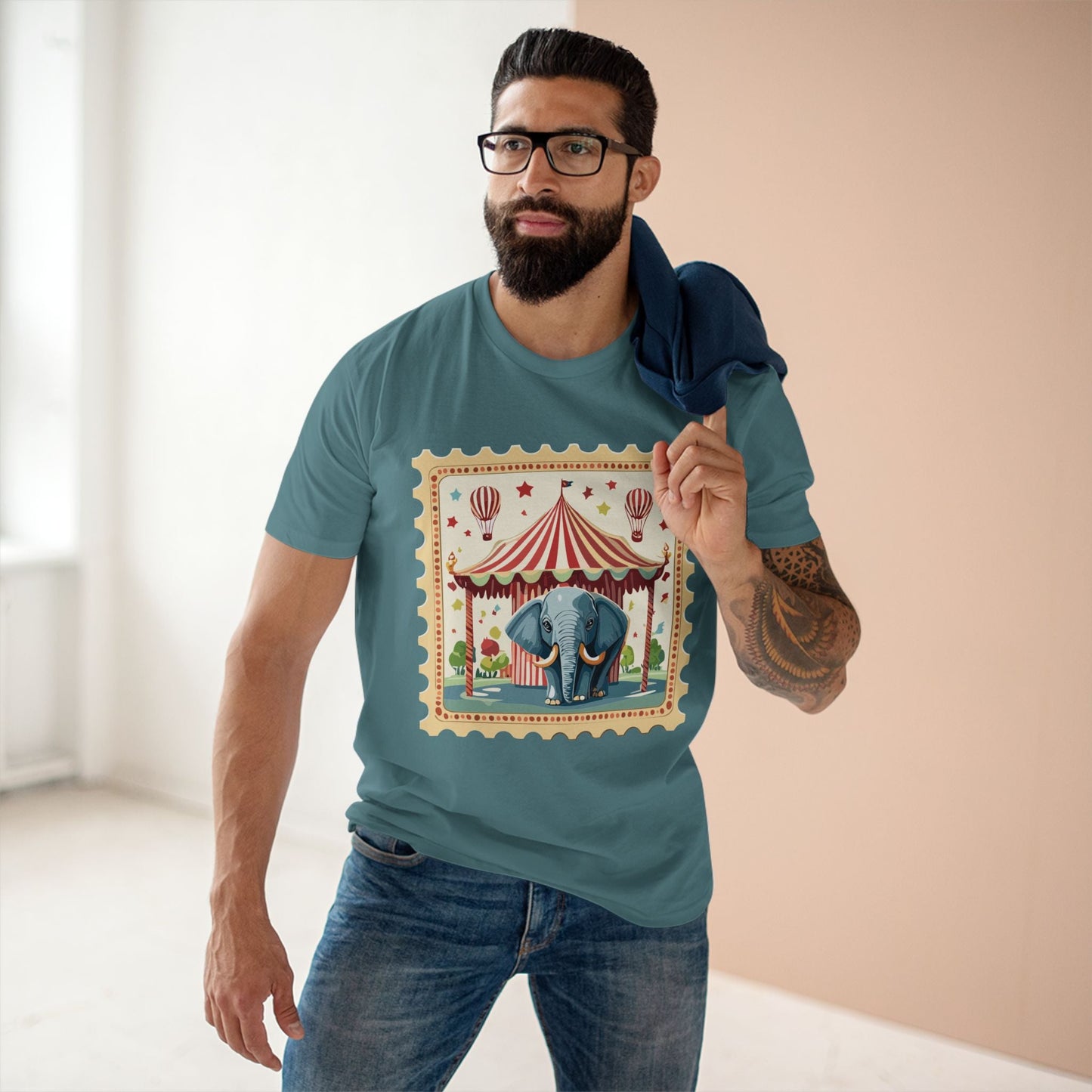 Retro2Nova Stamp Shirt Postage Stamp Art Design Unisex Premium Cotton Tee From Our Art Collection