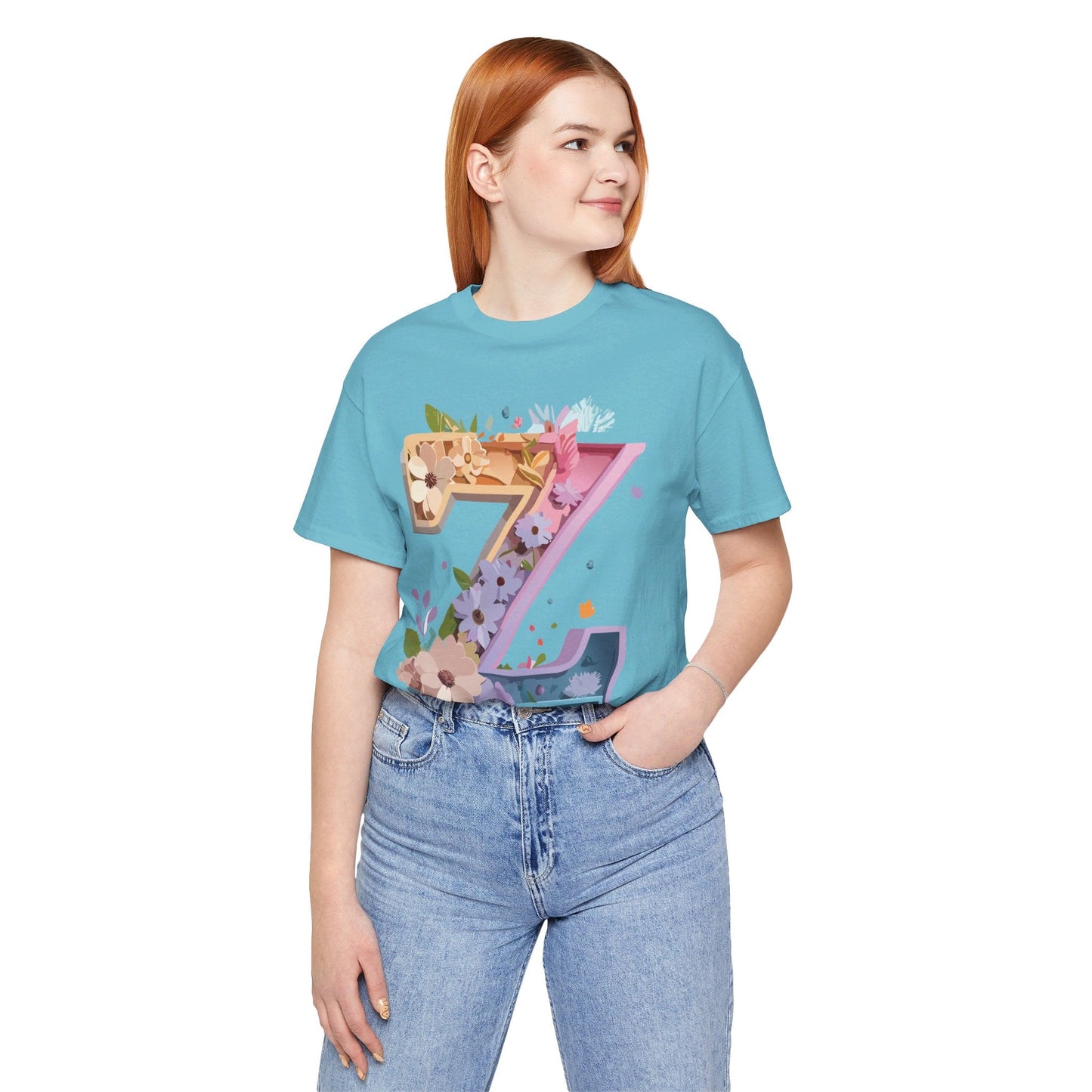 Letter Z Shirt Unisex Graphic Tee By Adelpha Vintage Inspired Jersey Short Sleeve