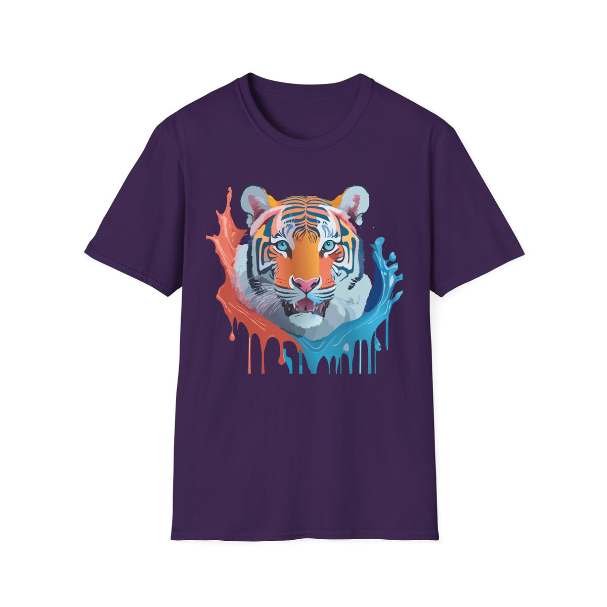 Color Splash Tiger T-Shirt | Watercolor Tiger Face Tee