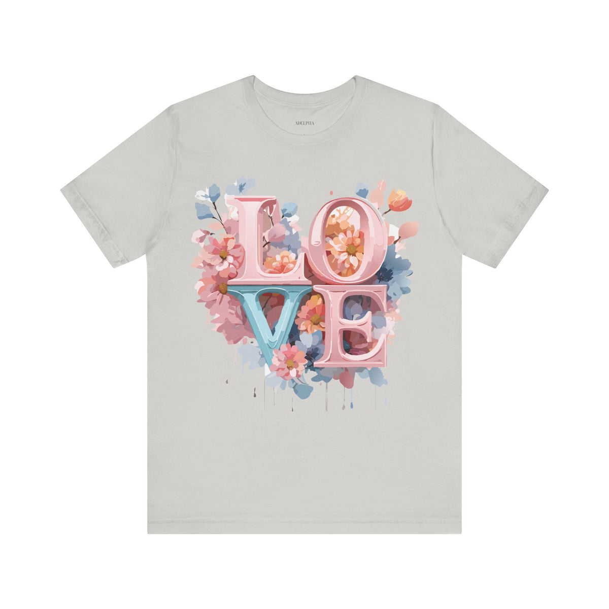Valentine's Day Graphic Unisex Cotton Bella+Canvas Tee with Floral Art Design d109