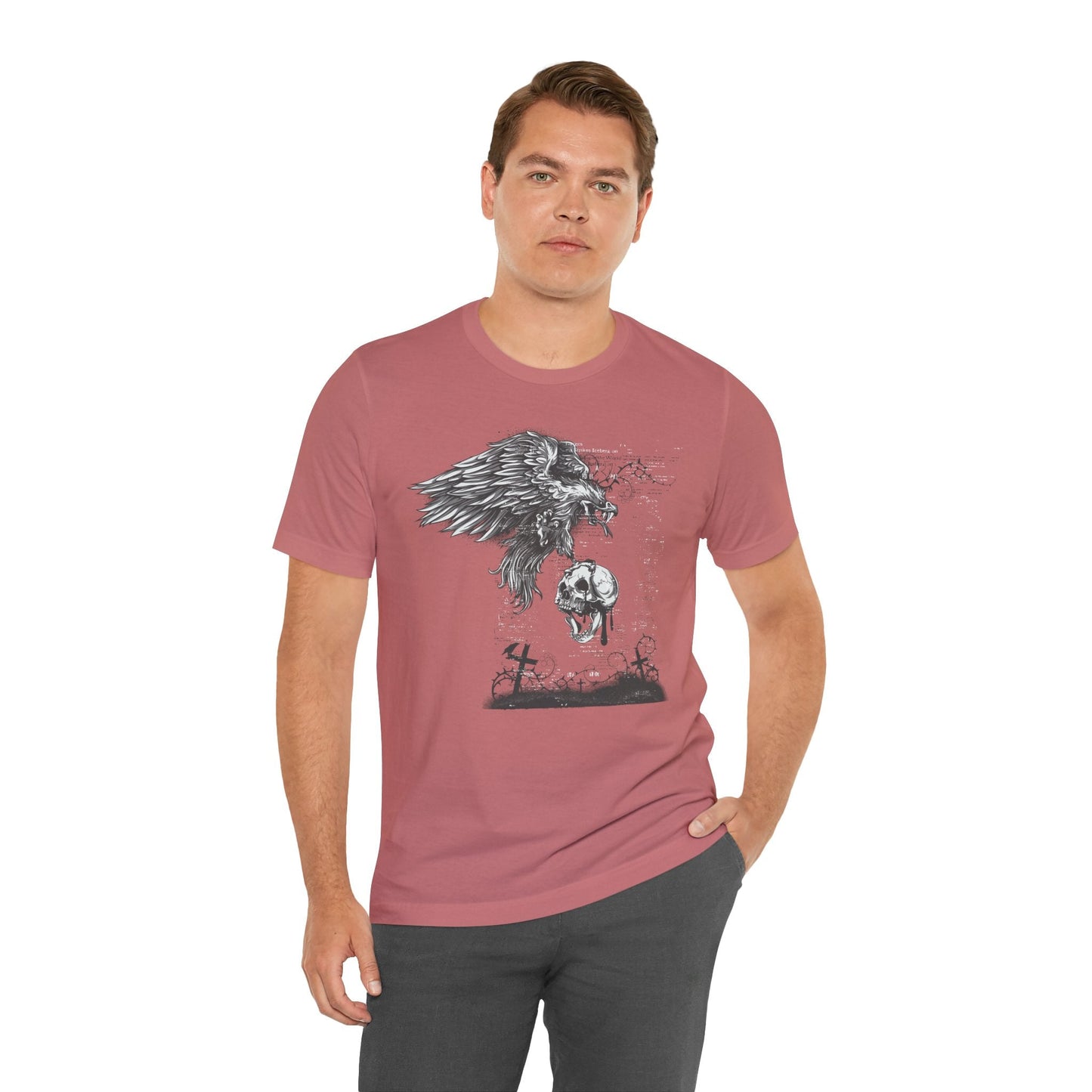 Raven and Skull Illustration Graphic Unisex Cotton T-Shirt r19
