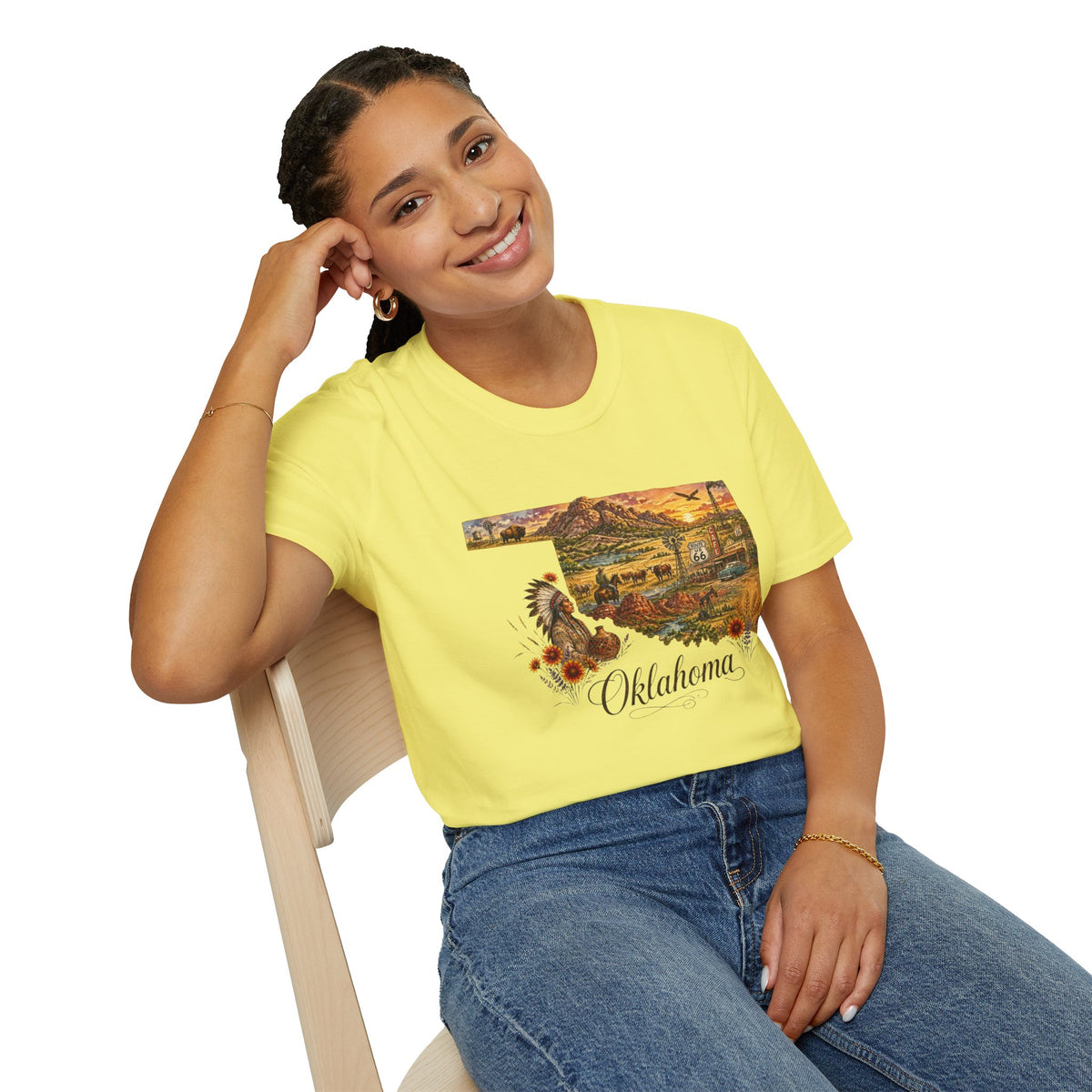 Oklahoma State Travel Tourist Graphic Design Unisex 100 Cotton Gildan T-Shirt