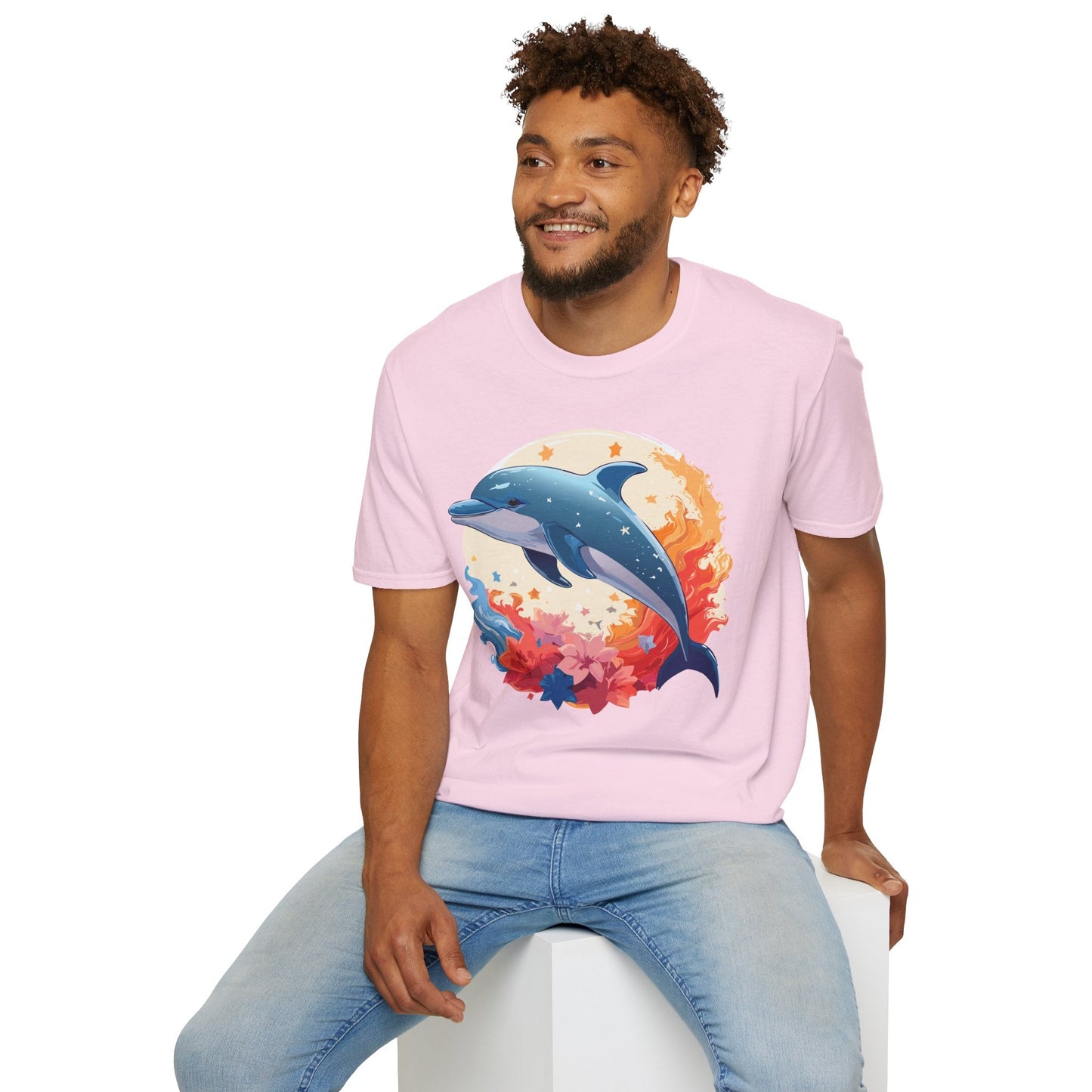 Dolphin T Shirt Unisex Softstyle Gildan 64000 100 Percent Ring Spun Cotton Animal Fish Tee
