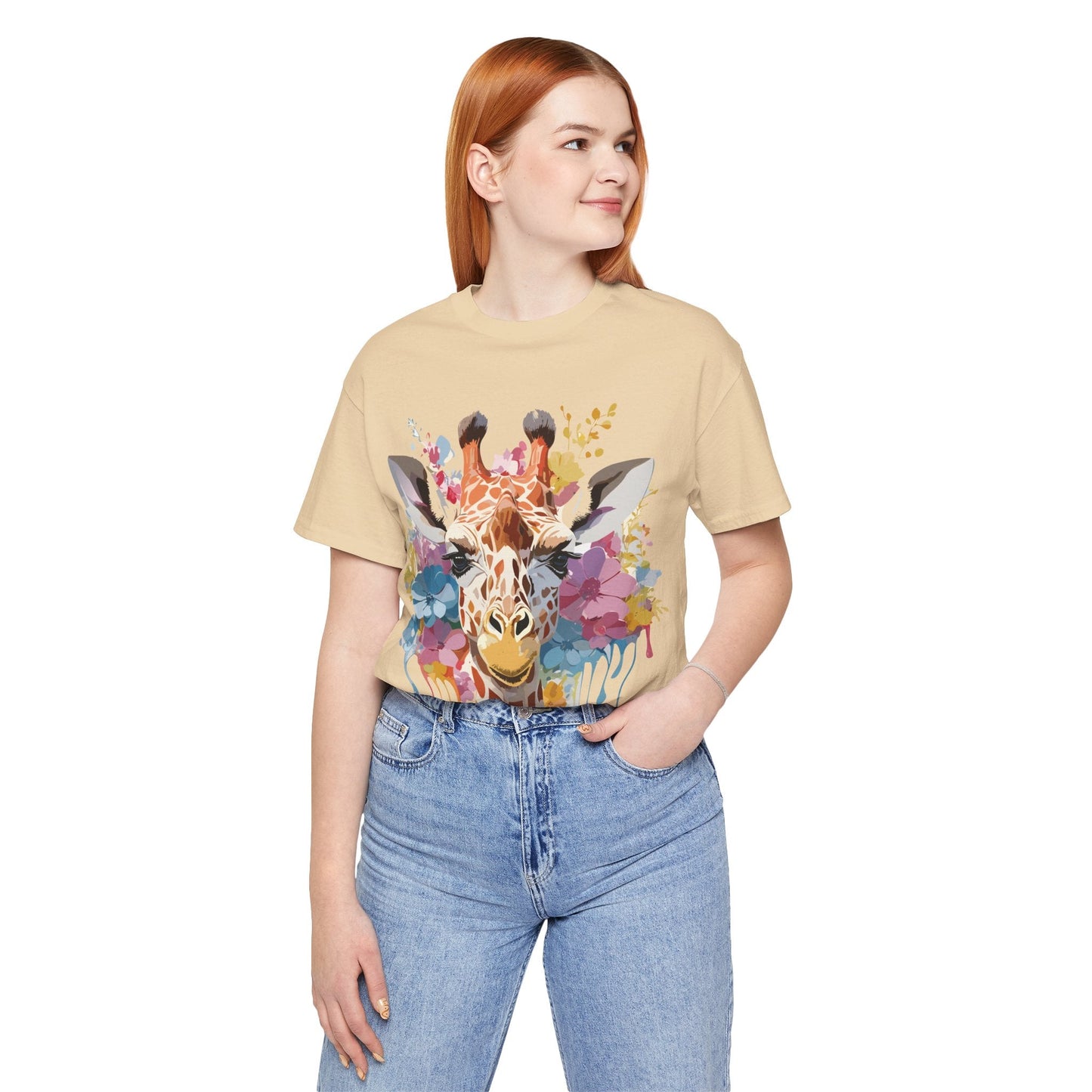 Adelpha Giraffe Graphic Tee Unisex Vintage Inspired Artwork Jersey Short Sleeve