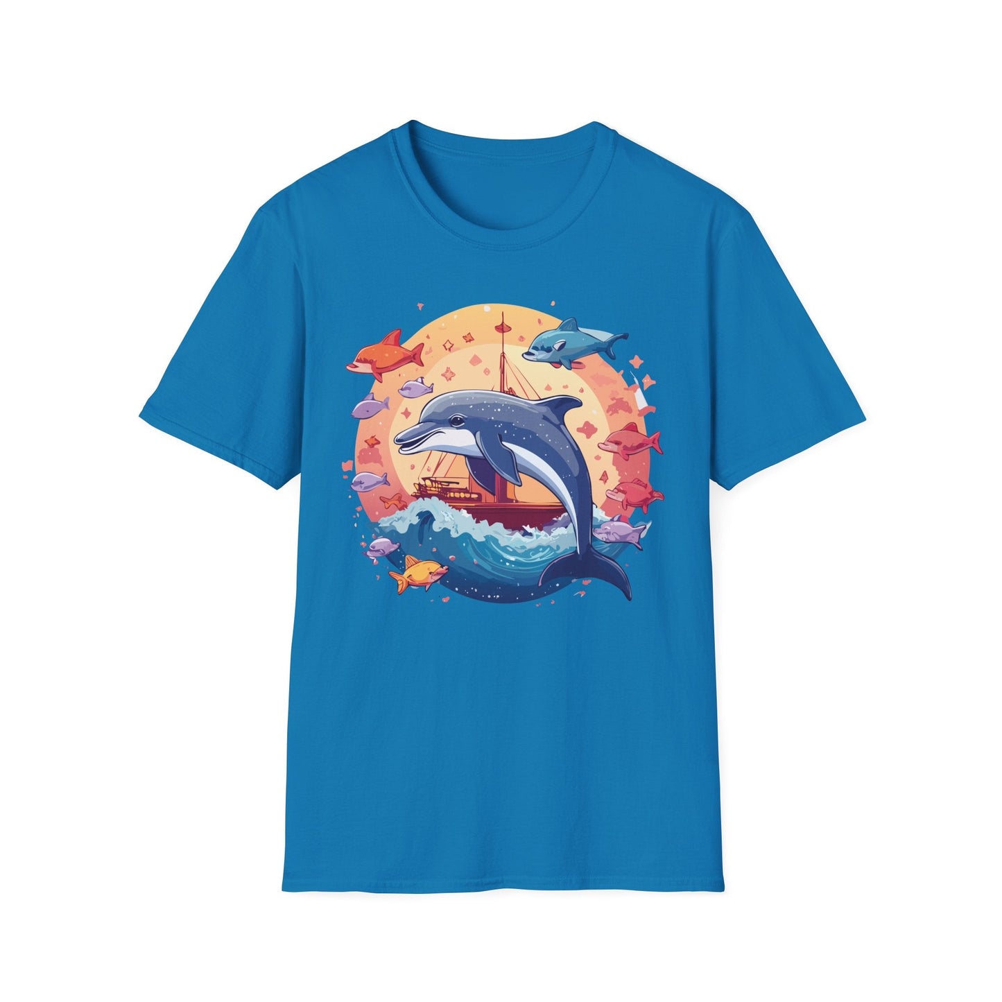 Dolphin Shirt Unisex Softstyle Cotton Tee 100 Percent Ring Spun Lightweight Breathable