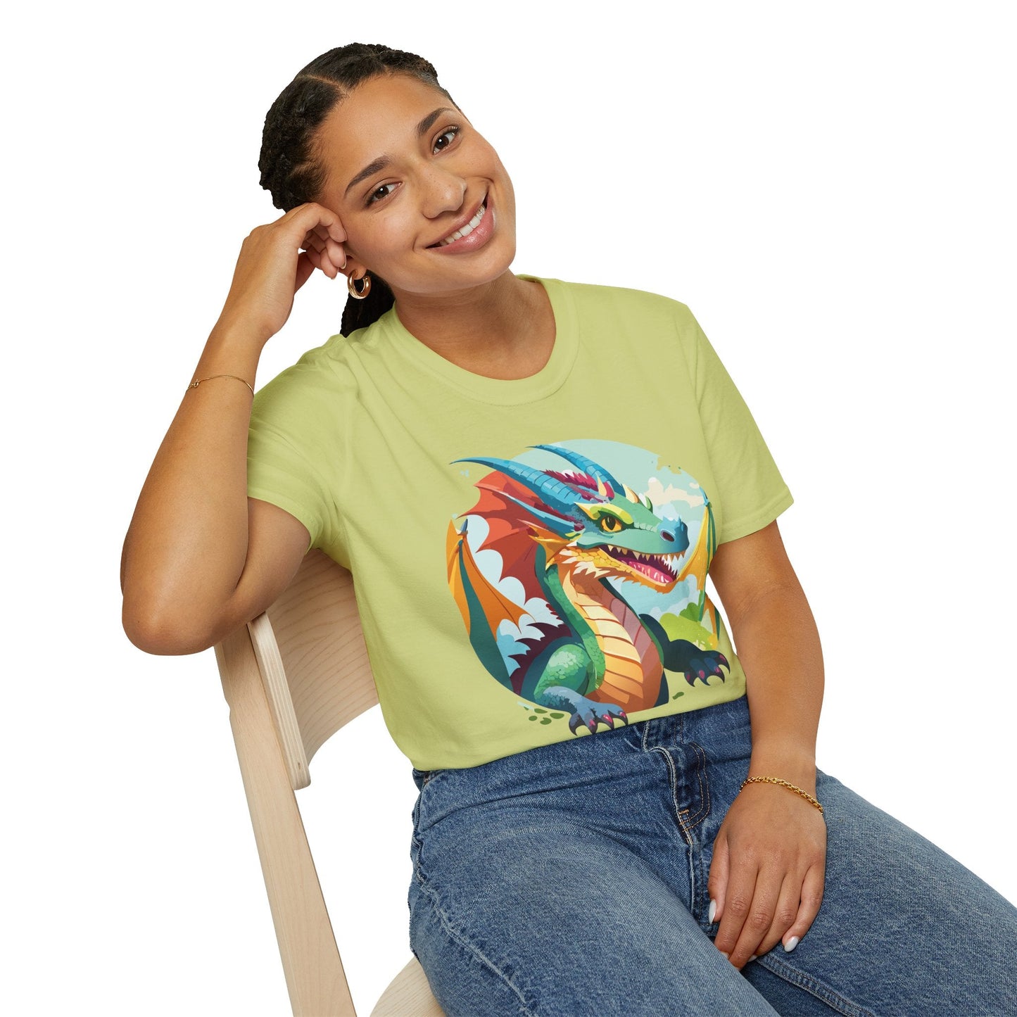 Unisex Dragon Graphic Tee By Gildan Softstyle 64000 Short Sleeve Cotton Tee Art Design