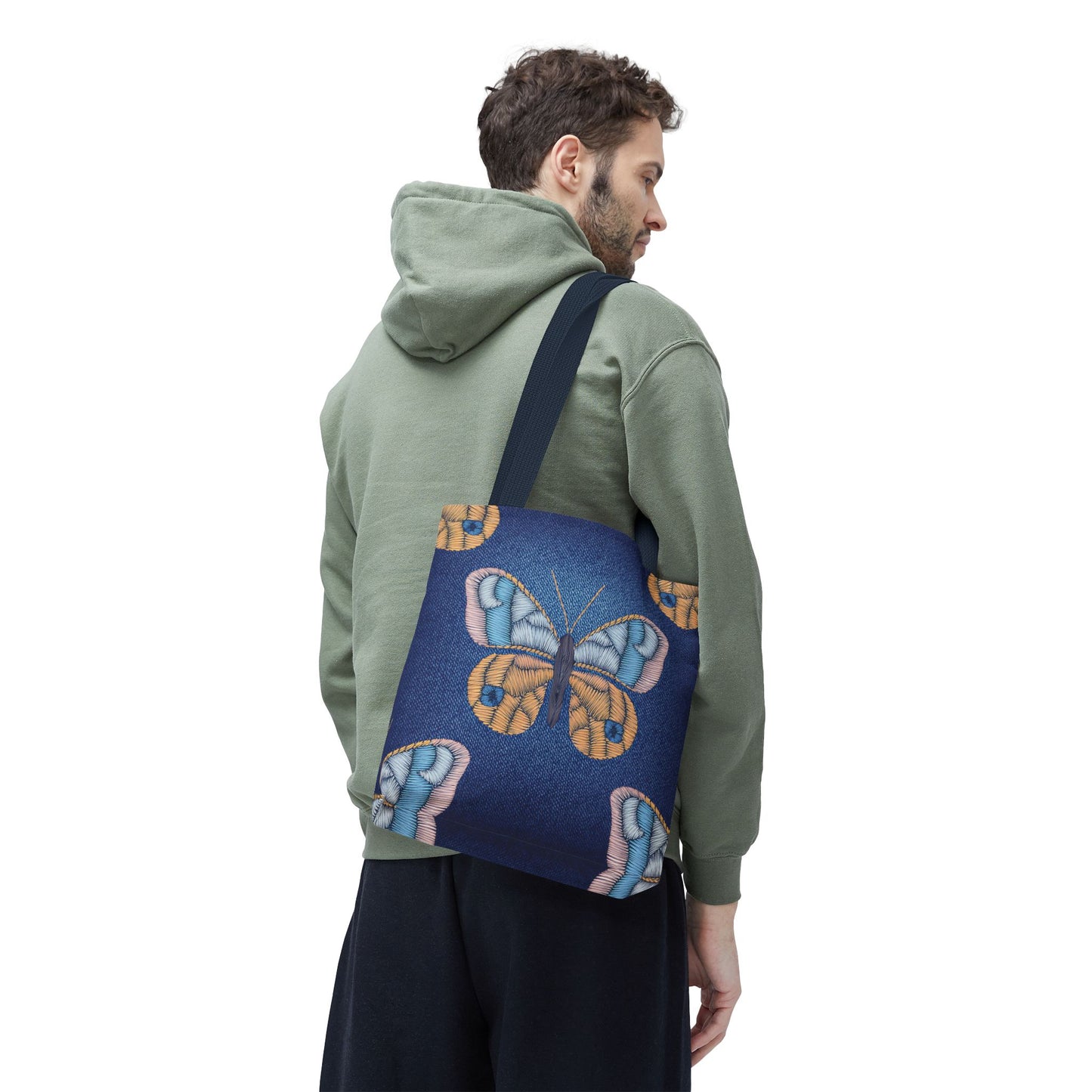 Denim Fabric Imitation Print Unisex Canvas Bag Poly Spun 3 Sizes Tote Bag 175