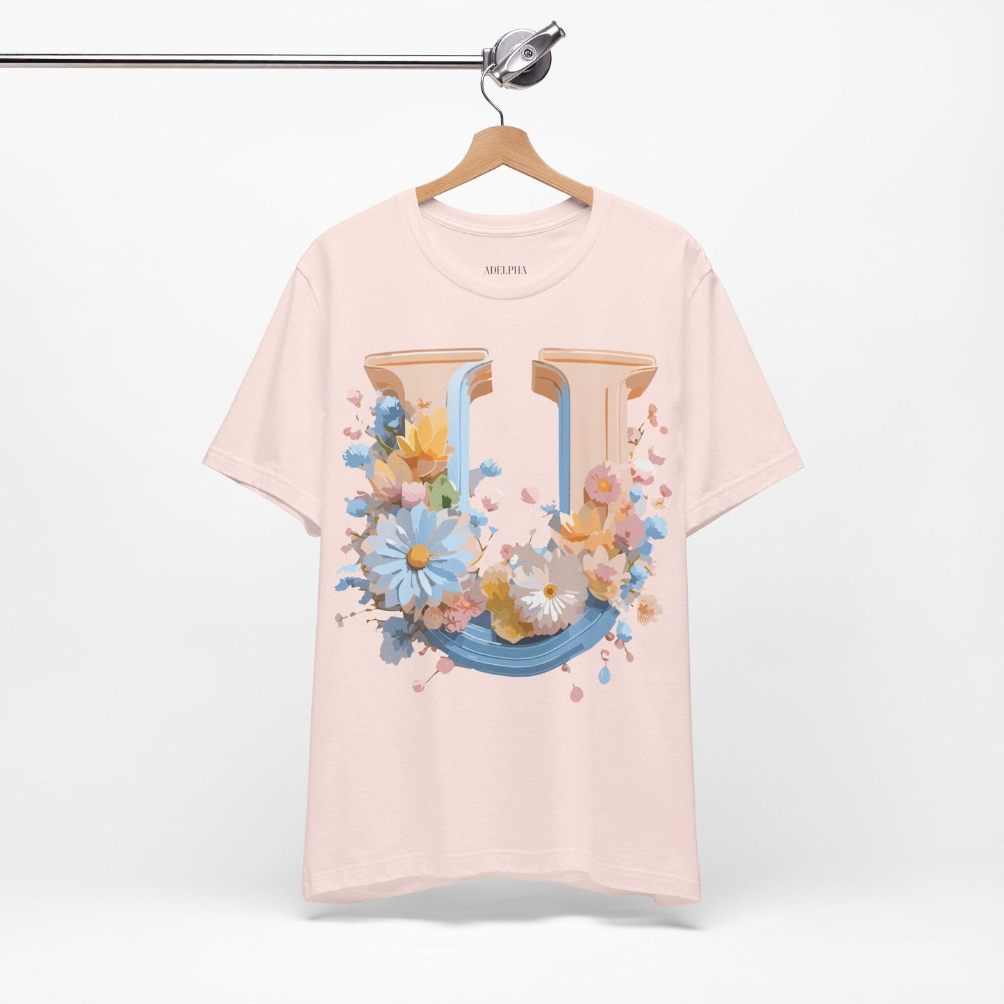 Letter U Shirt Unisex Graphic Tee By Adelpha Vintage Inspired Short Sleeve Art Design