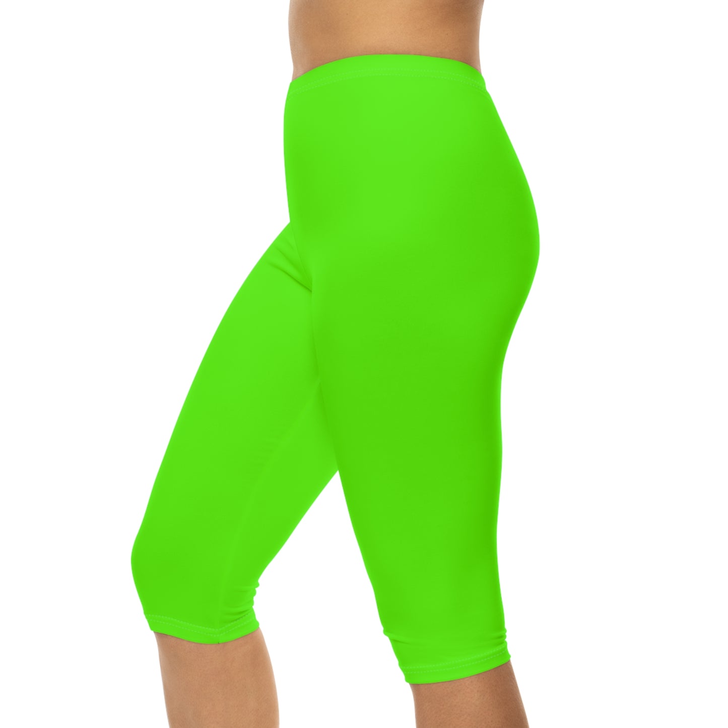 Neon Grass Color Women's Brushed Suede Poly Span Casual Capri Leggings XS-2XL