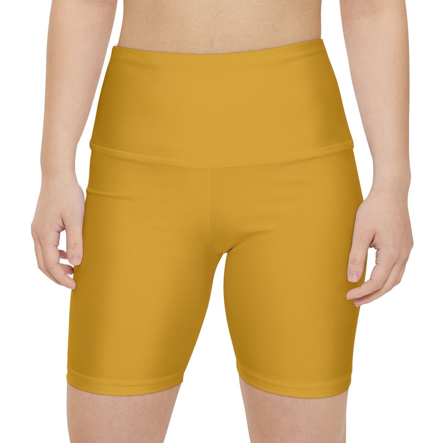 Goldenrod Yellow Women's Workout Shorts — High-Waist Performance Biker Shorts