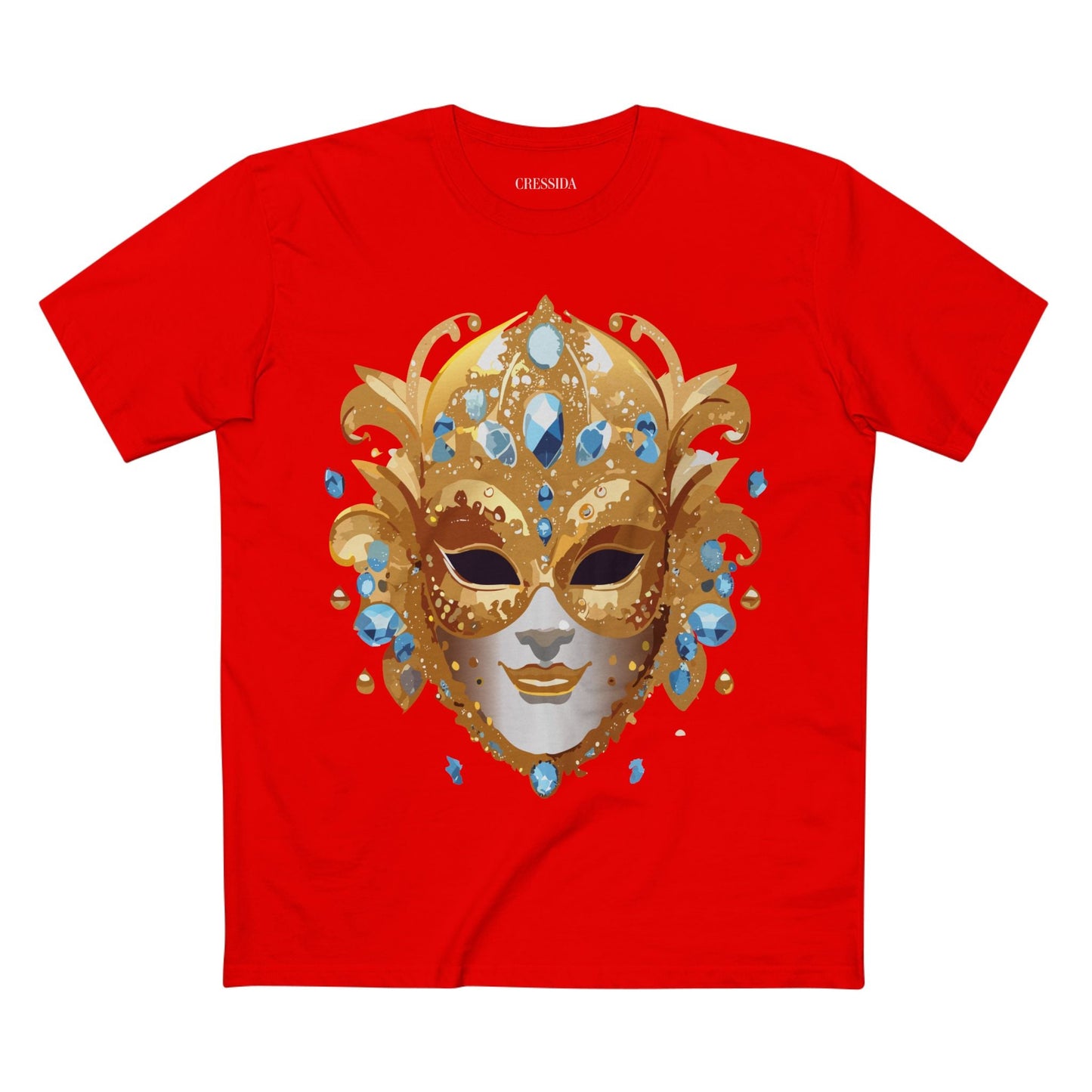 Carnival Mask Graphic T-Shirt Unisex 100 Cotton With Antique Gold Art Design Tee 21