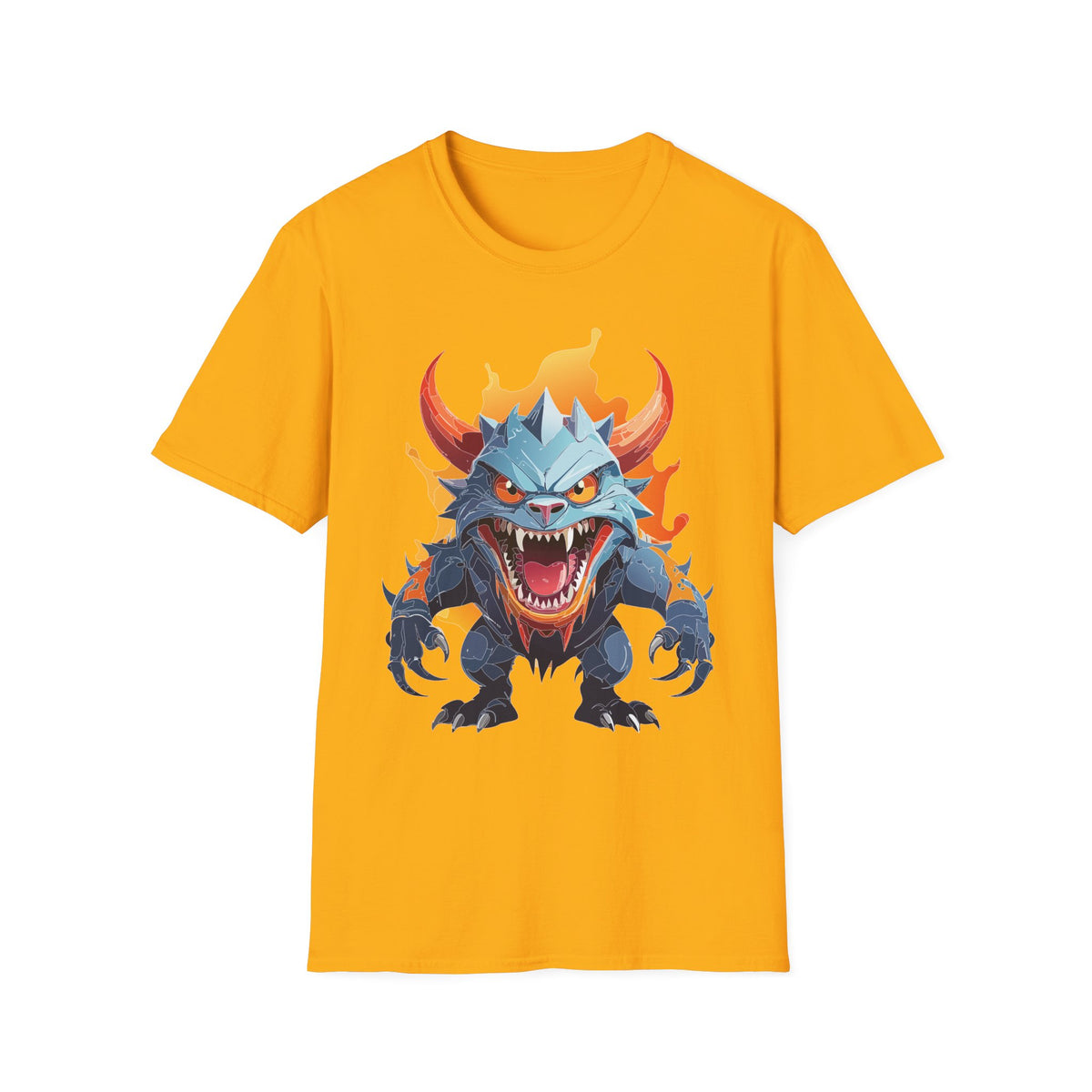 Monster Dragon T-Shirt — Fierce Fire-Breathing Creature Cartoon Graphic Tee Unisex 100 Cotton Gildan T-Shirt