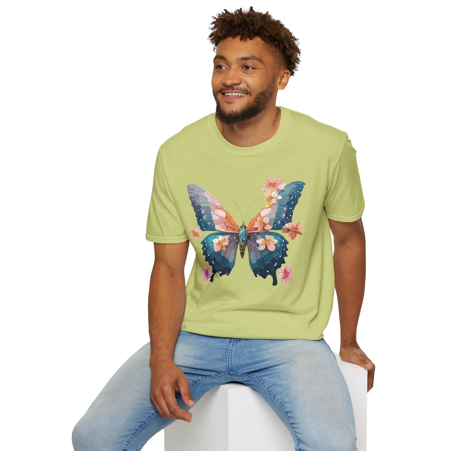 Butterfly Shirt Unisex T Shirt Monarch Print Gildan Softstyle 64000 Ring Spun Cotton Tee