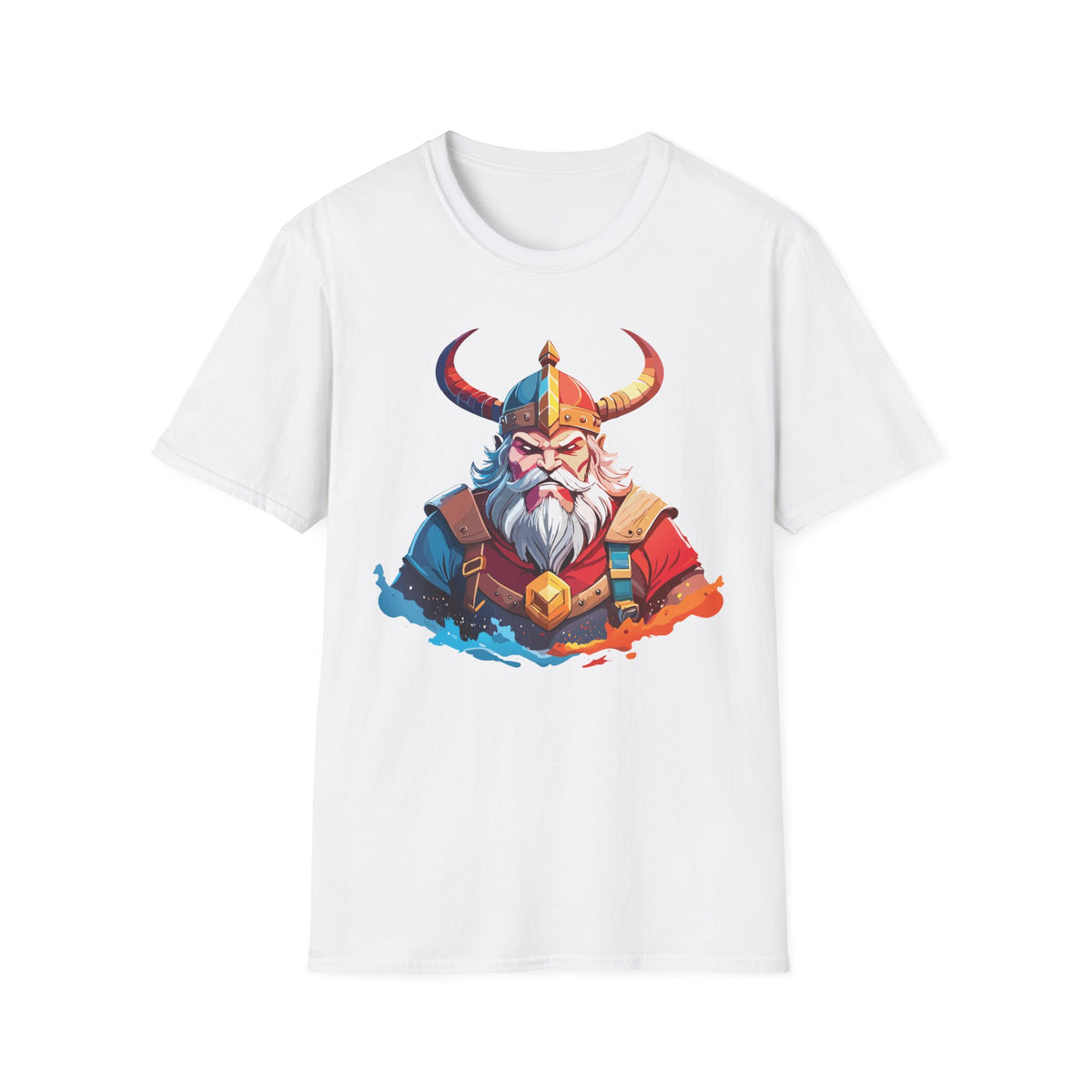 Viking Warrior Illustration T-Shirt | Horned Helmet Norse Art