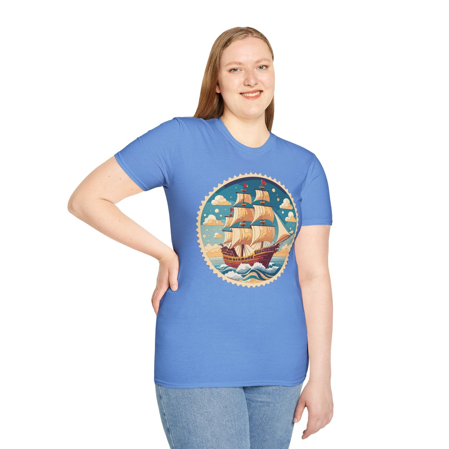 Frigate Ship T Shirt Unisex Short Sleeve 100 Percent Ring Spun Cotton Soft Tee Gildan 64000