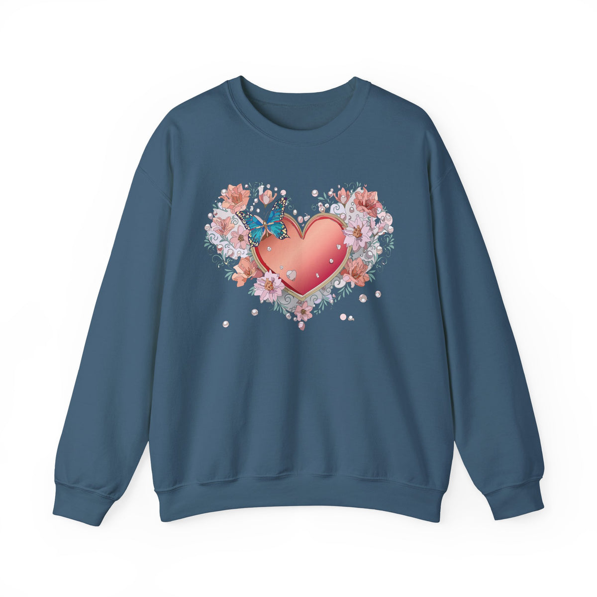 Floral Heart Love Graphic Valentine's Day Sweatshirt Unisex 50/50 Cotton-Poly Sweatshirt w26