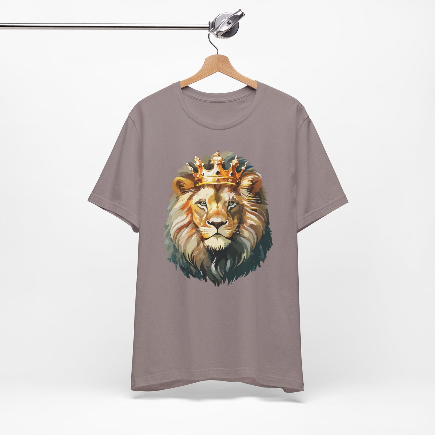 Lion with Crown Tee Unisex Cotton T-Shirt Regal King Lion Illustration, Wildlife Graphic Shirt - 1