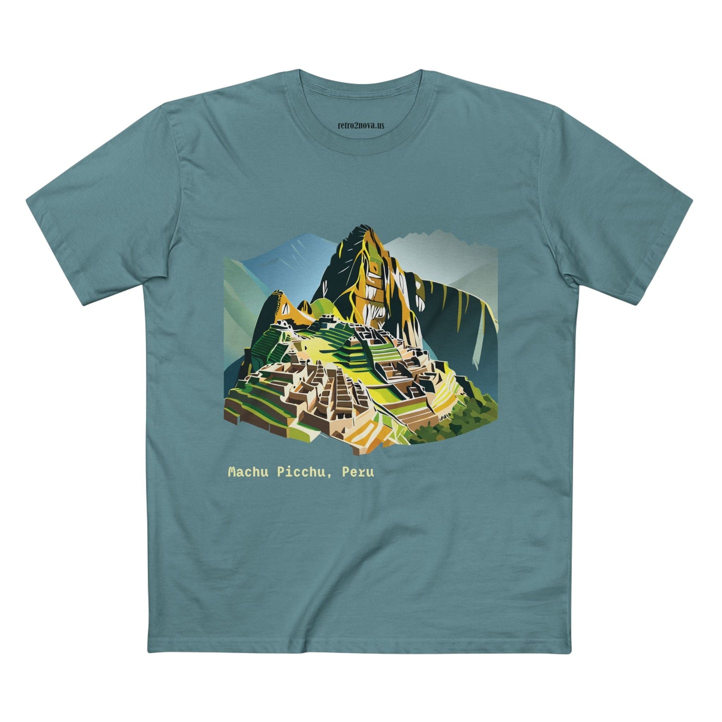 Retro2Nova Machu Picchu Travel Shirt Unisex Art Tee Premium Cotton Staple Tee With Original Design